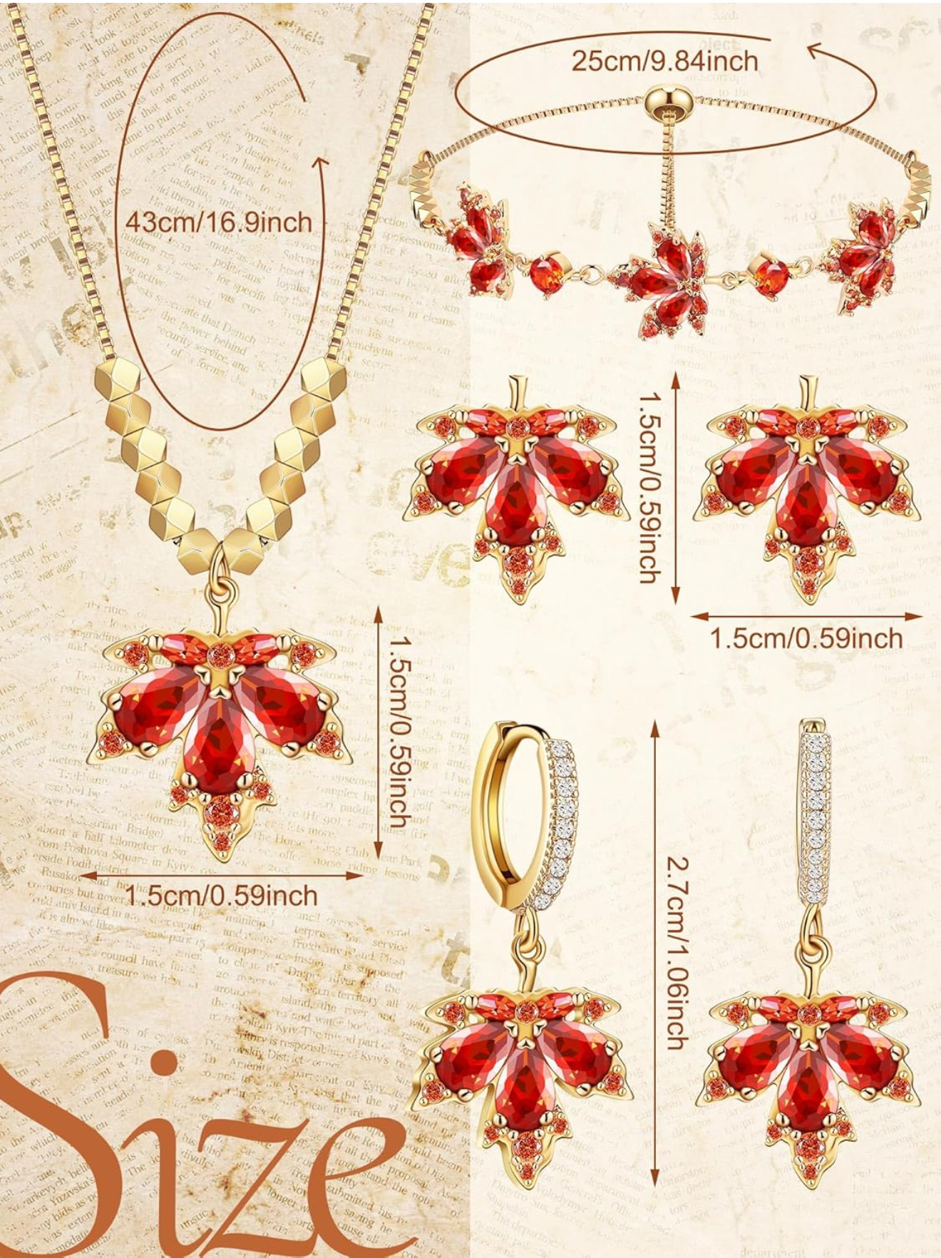 Women’s fall leaf jewelry set