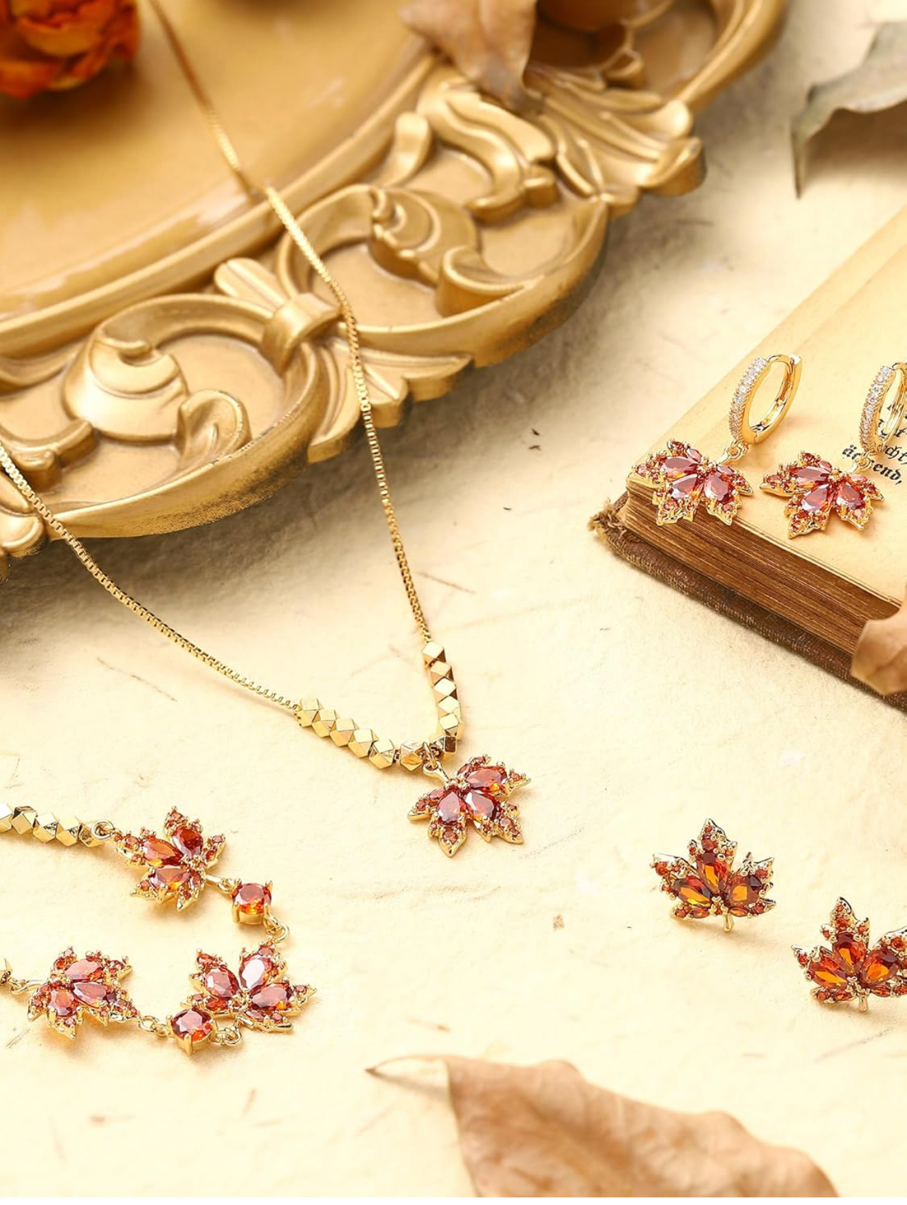 Women’s fall leaf jewelry set