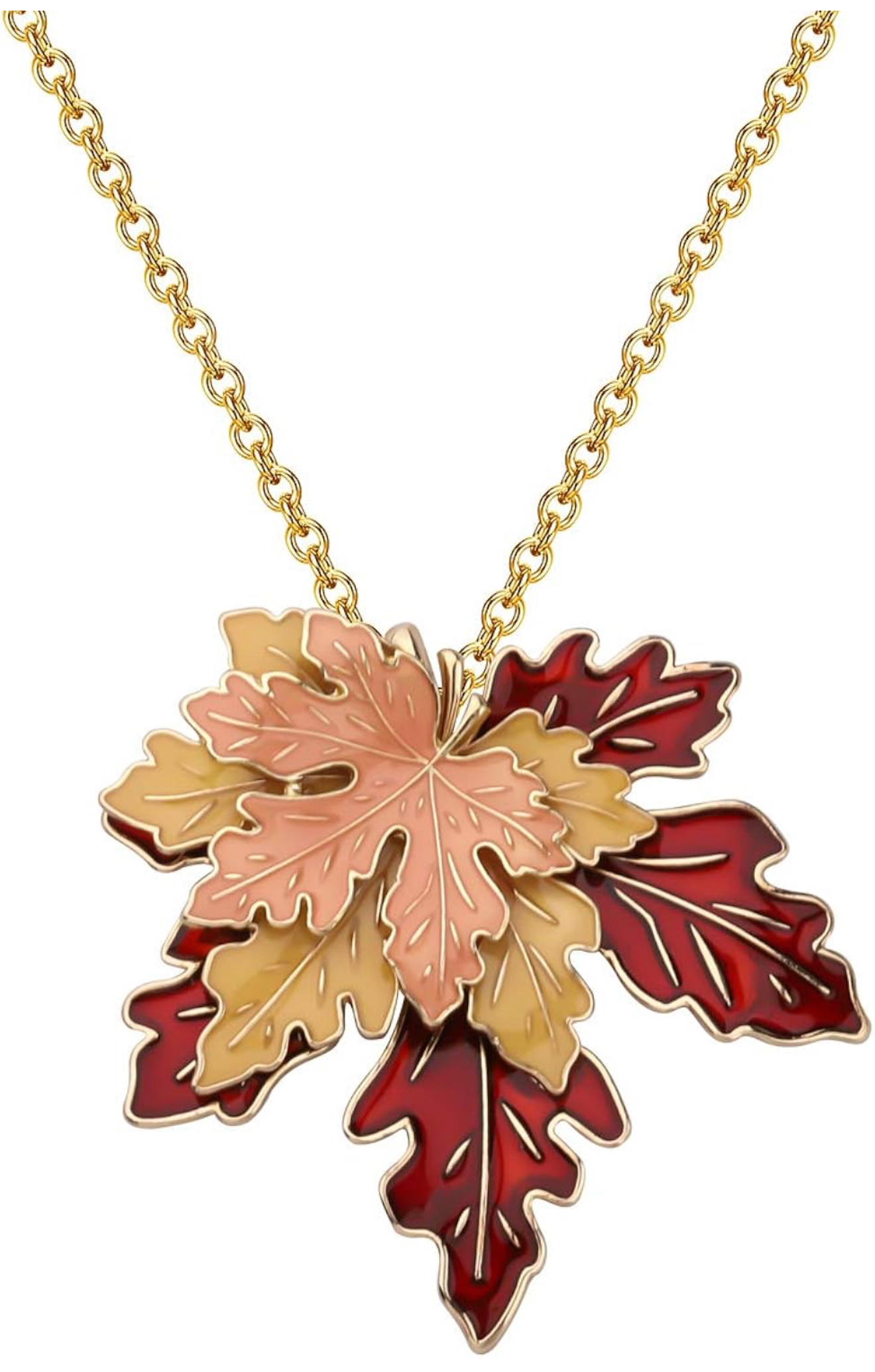 Women’s tricolor leaves necklace