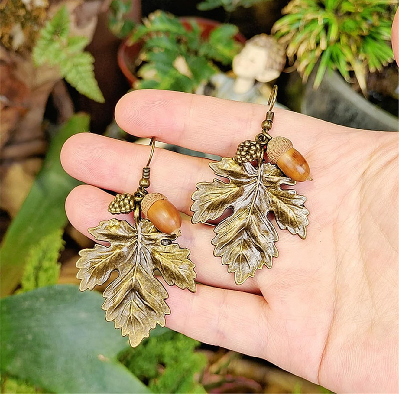 Leaf & acorn earrings