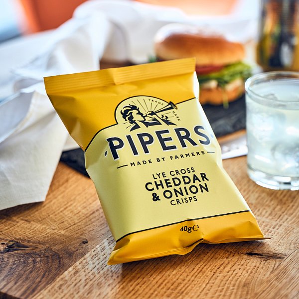 Pipers Lye Cross Cheddar & Onion Crisps 40g