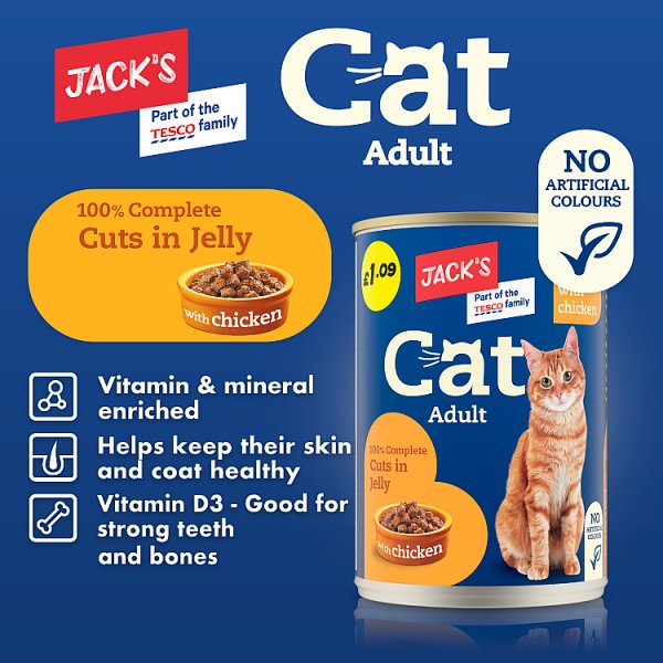 Jack's Adult Cat 100% Complete Cuts in Jelly with Chicken 415g