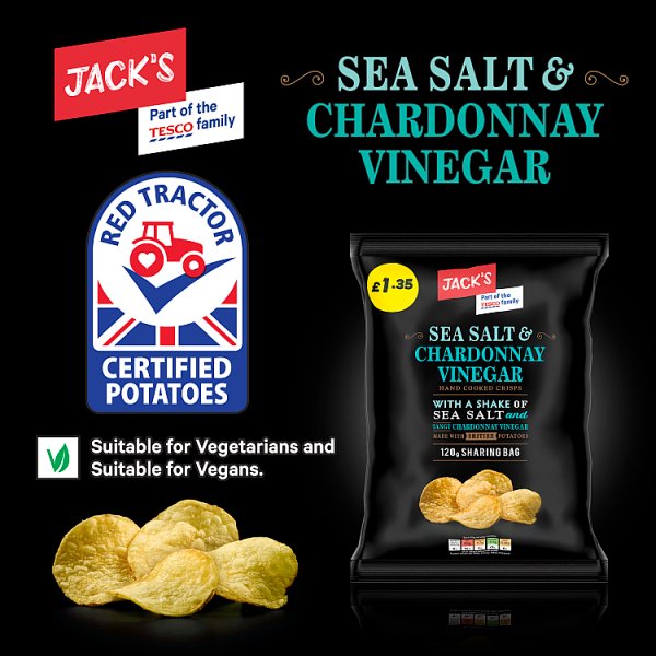 Jack's Sea Salt & Chardonnay Vinegar Hand Cooked Crisps 120g