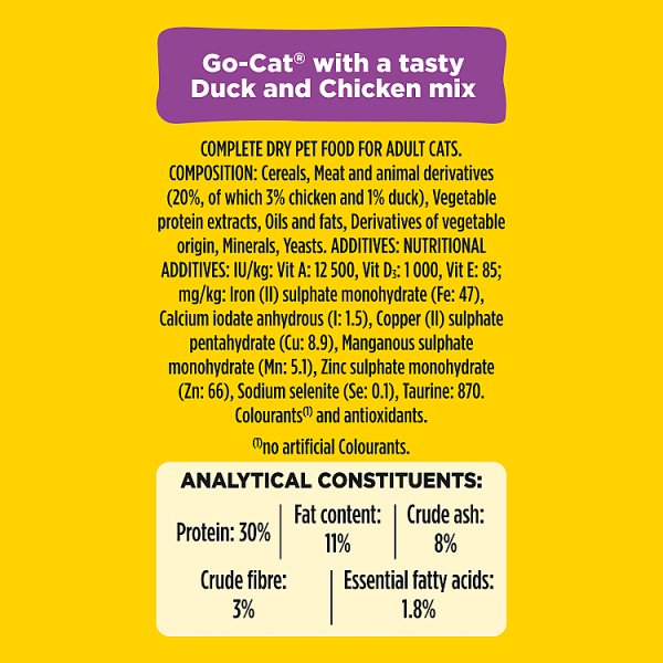 GO-CAT Chicken and Duck Dry Cat Food 750g