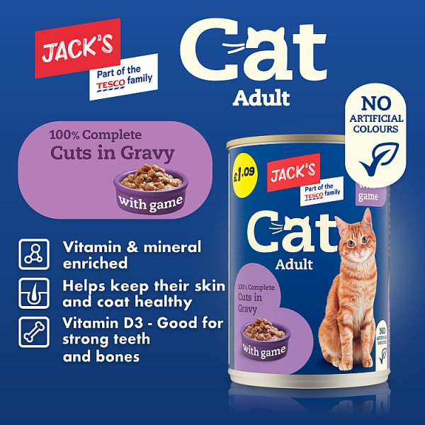 Jack's Adult Cat 100% Complete Cuts in Gravy with Game 415g