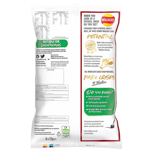 Walkers Classic Variety Multipack Crisps 6x25g