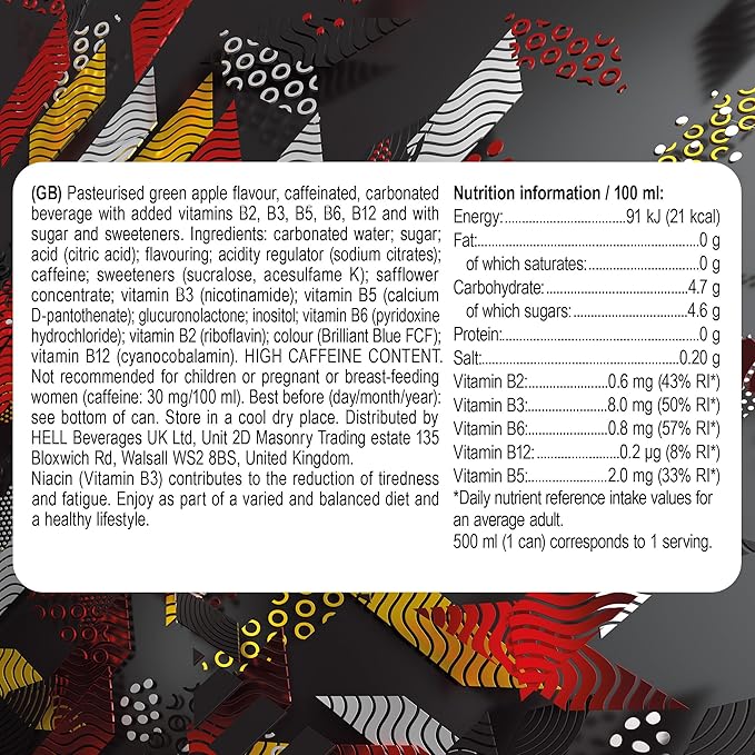 HELL Energy Drink Green Apple Flavour 500ml