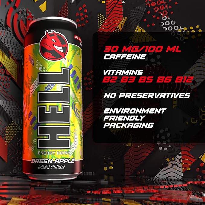 HELL Energy Drink Green Apple Flavour 500ml