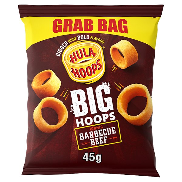 Hula Hoops Big Hoops BBQ Beef Grab Bag Crisps 45g