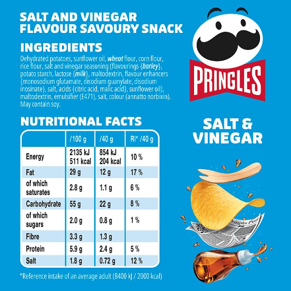 Pringles Salt & Vinegar Sharing Crisps 165g