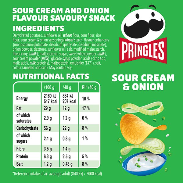 Pringles Sour Cream & Onion Snacking Crisps 40g