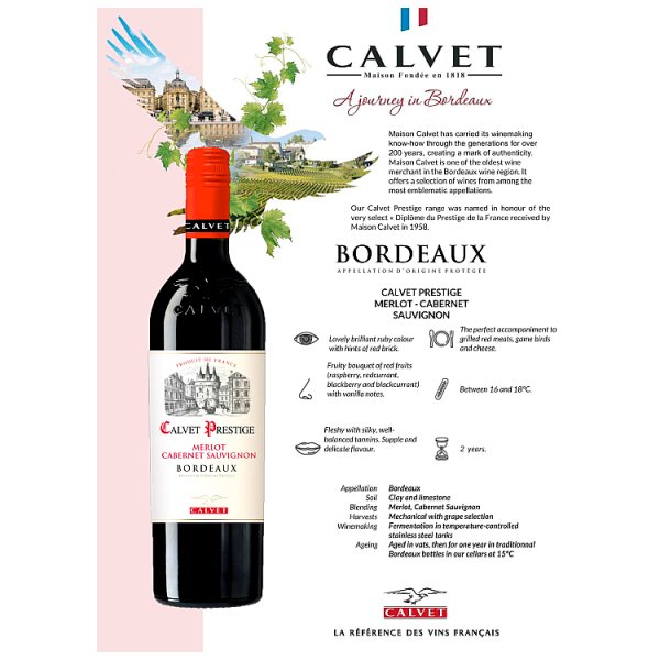Calvet Prestige Merlot Cabernet Sauvignon 75cl