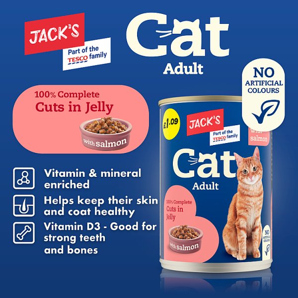 Jack's Adult Cat 100% Complete Cuts in Jelly with Salmon 415g