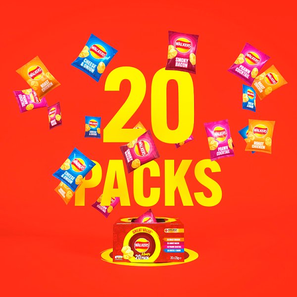Walkers Meaty Variety Multipack Crisps Box 20 x 25g