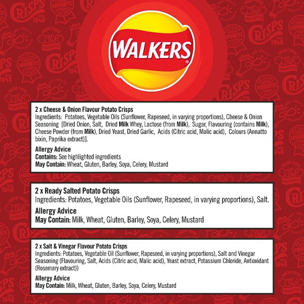 Walkers Classic Variety Multipack Crisps 6x25g