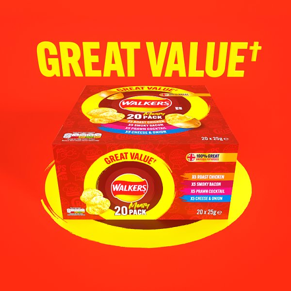 Walkers Meaty Variety Multipack Crisps Box 20 x 25g