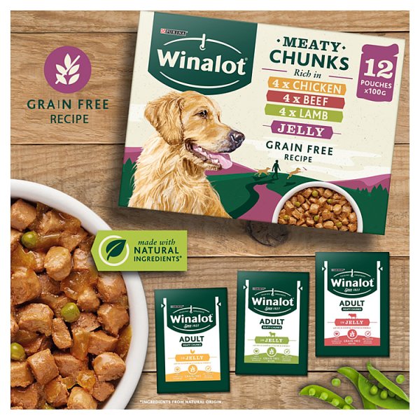 WINALOT Meaty Chunks Mixed in Jelly Wet Dog Food 12x100g