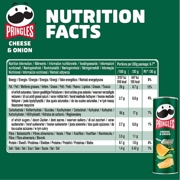 Pringles Cheese & Onion Sharing Crisps 165g
