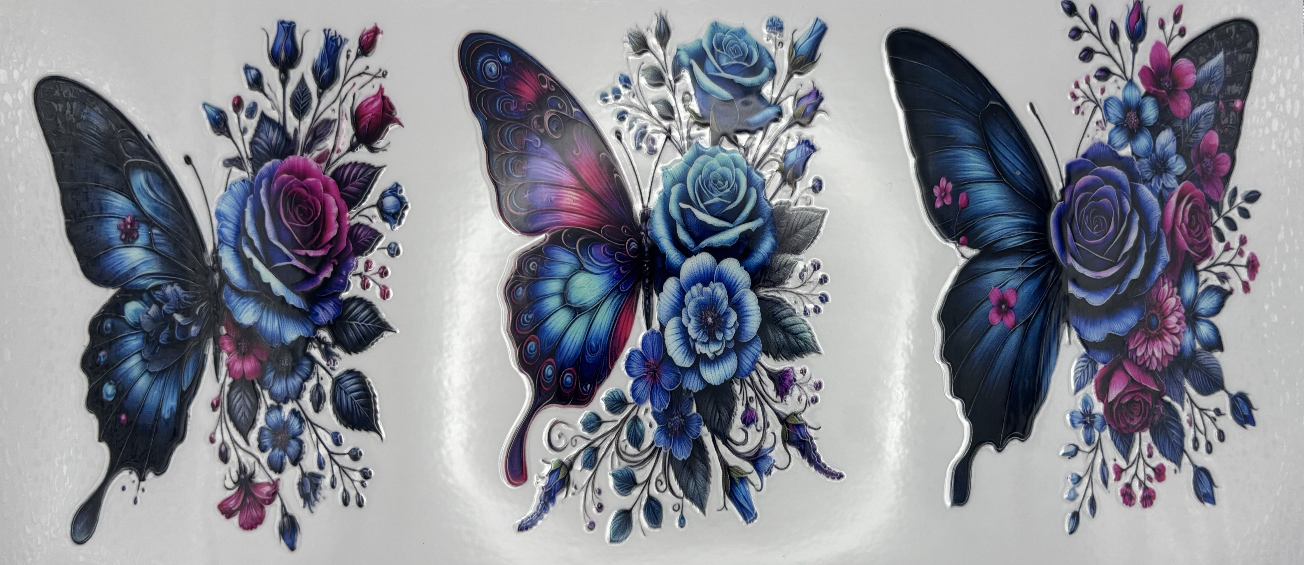 BLUE BUTTERFLY & FLOWER WRAP 16oz