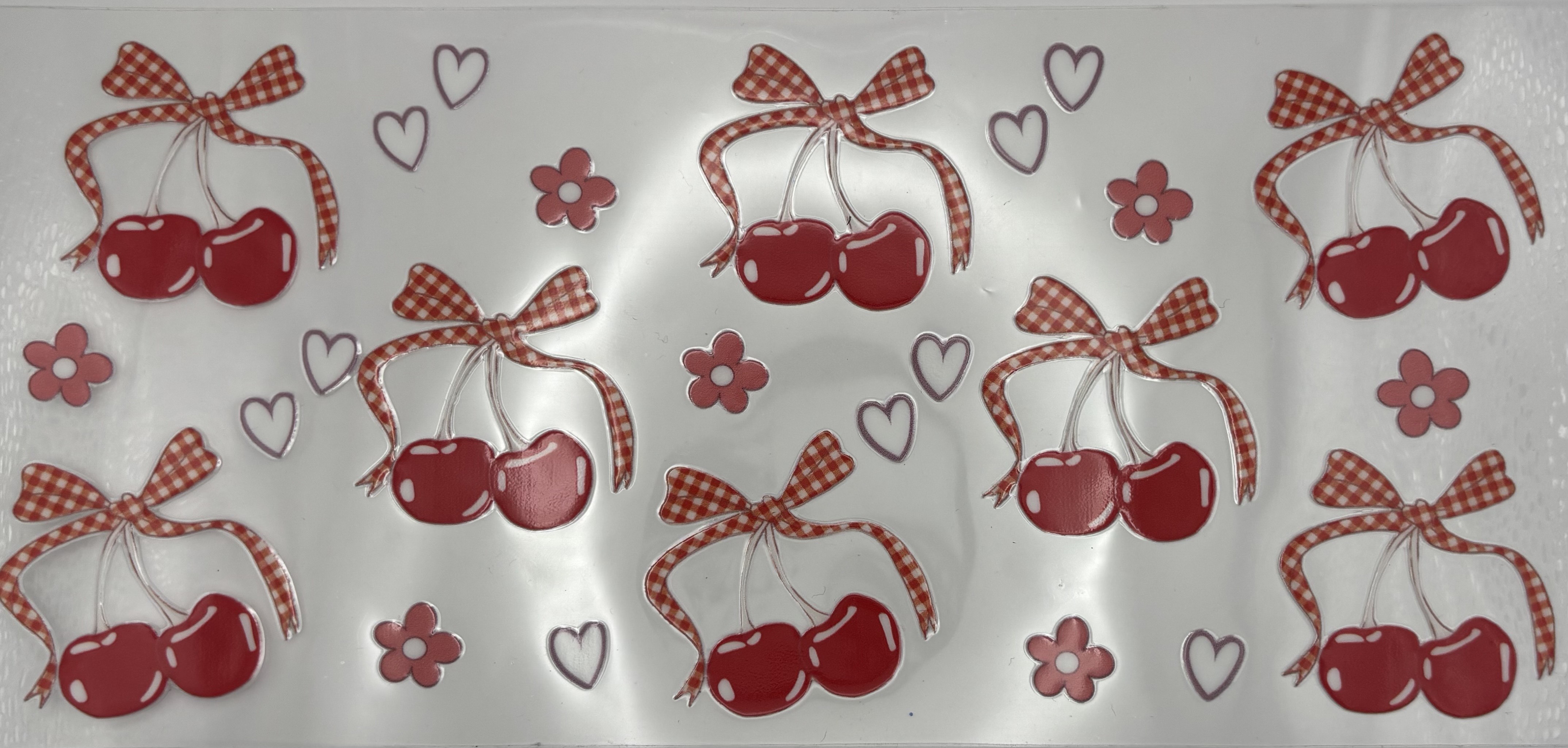 CHECKERED CHERRY BOW WRAP 16oz