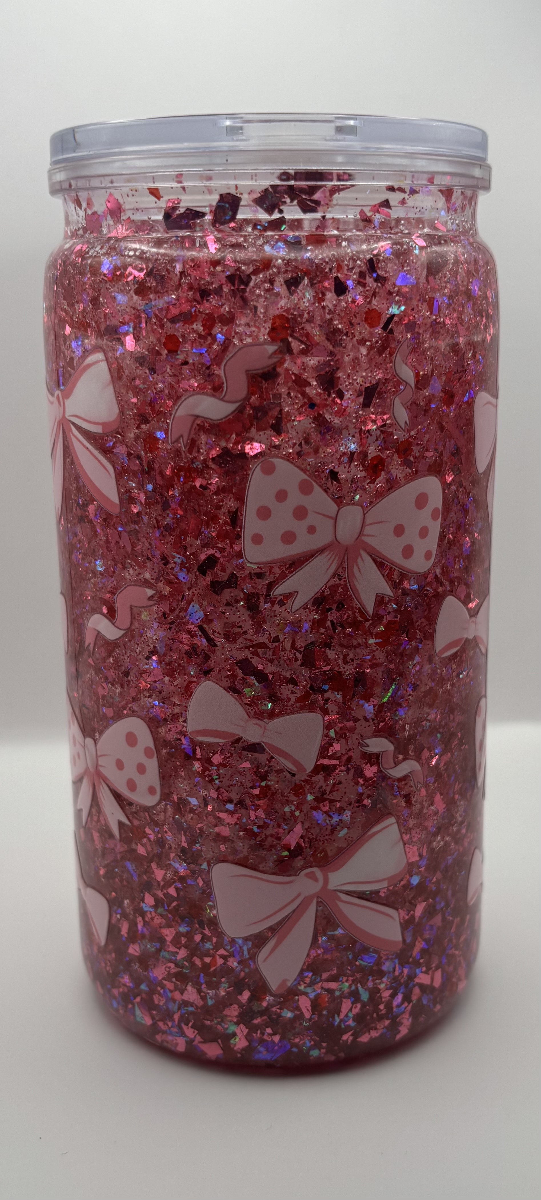 Acrylic Pink Bow  Snow Globe 16oz