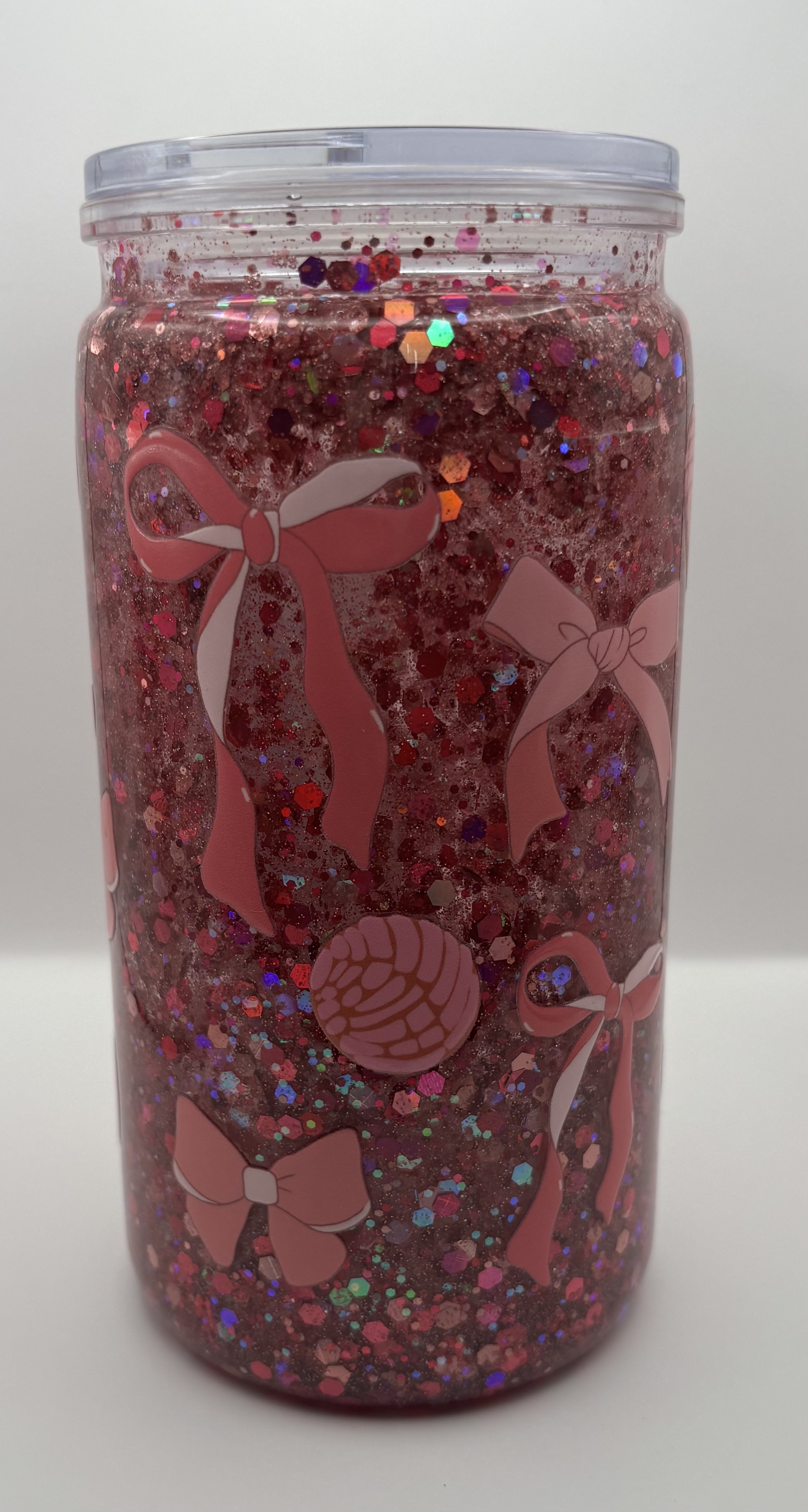 Pink Bow Acrylic Snow Globe 16oz