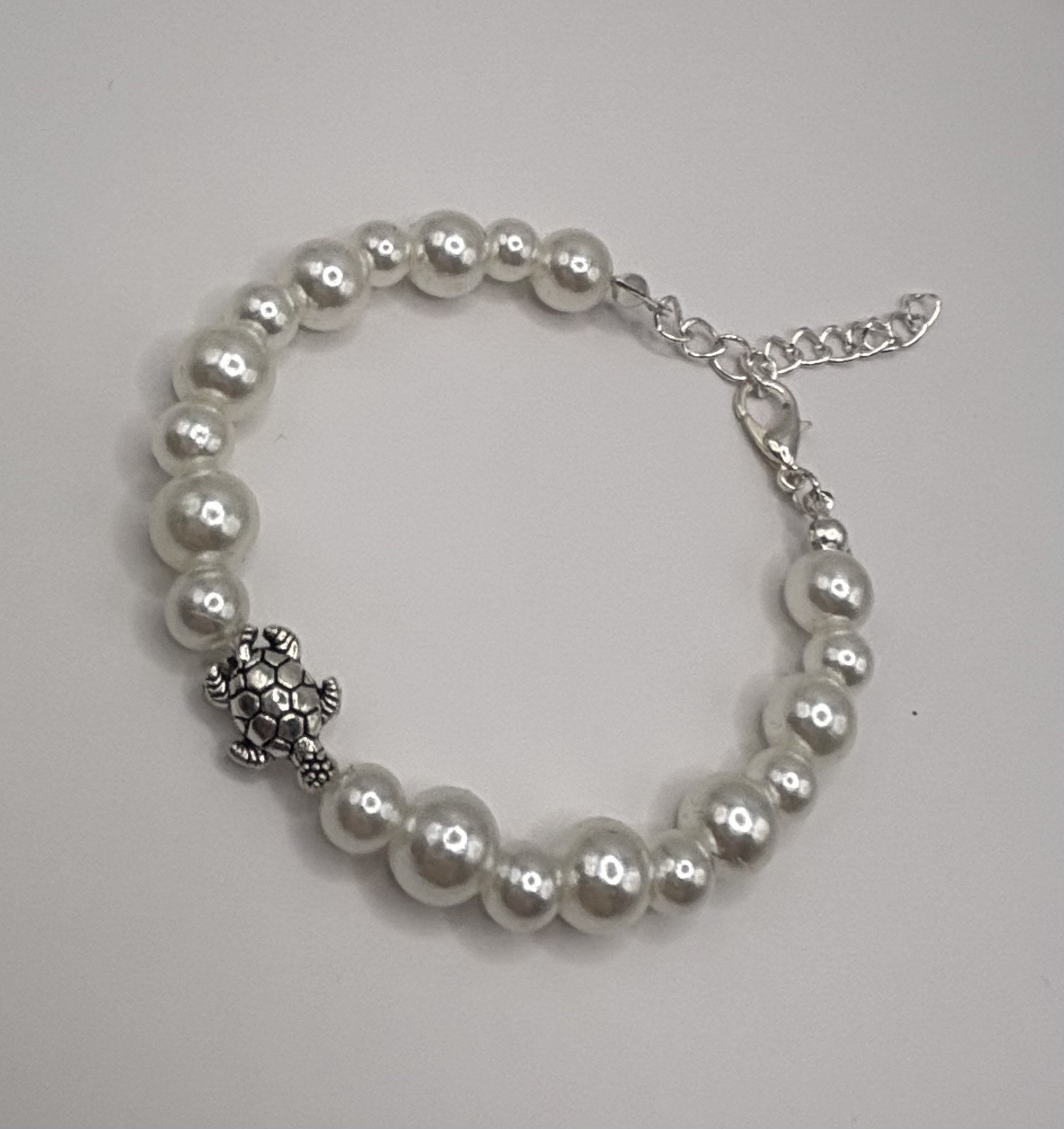 Pearl & Turtle Charm Bracelet