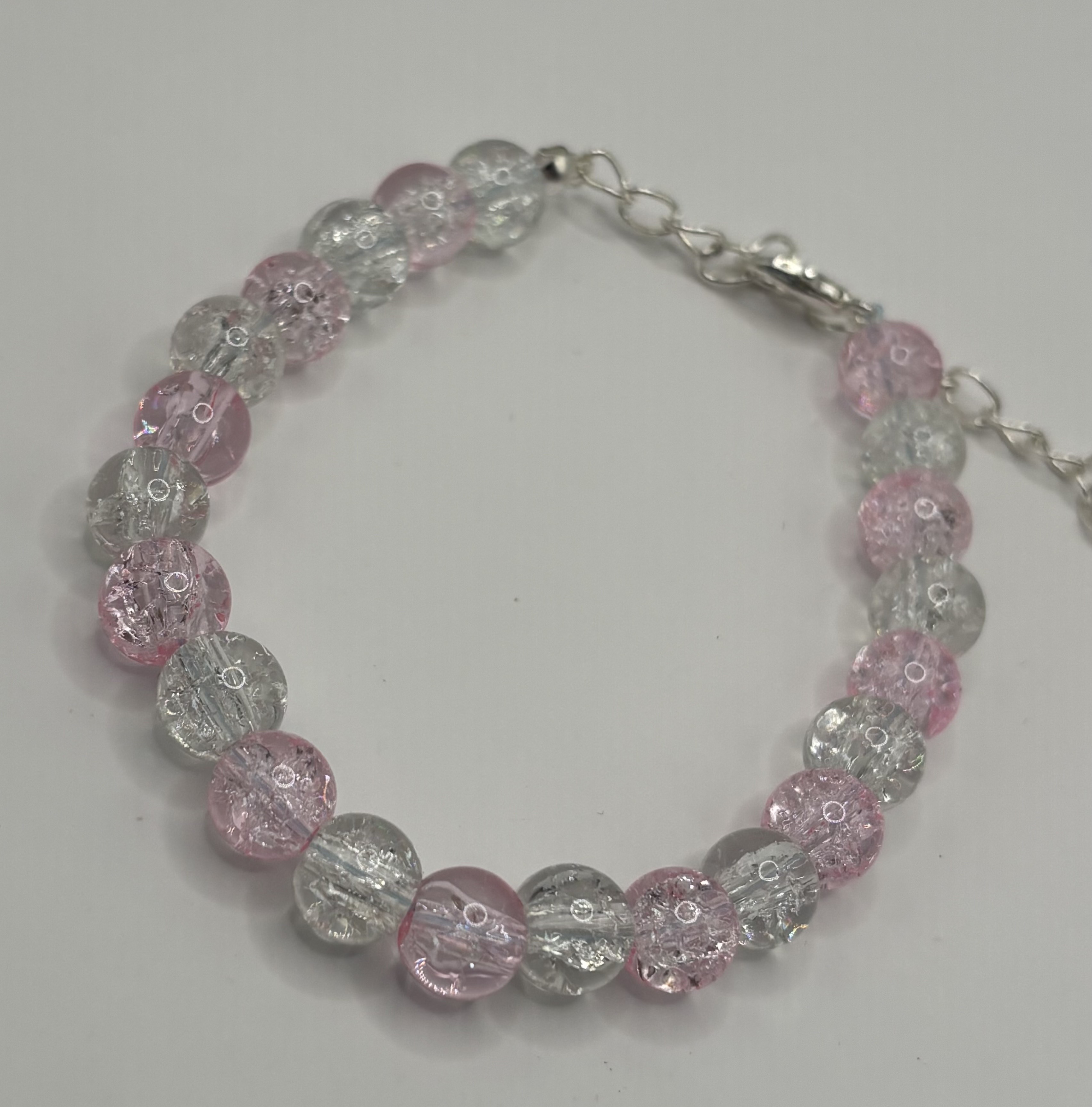 Glass Bead Pink & Clear Bracelet