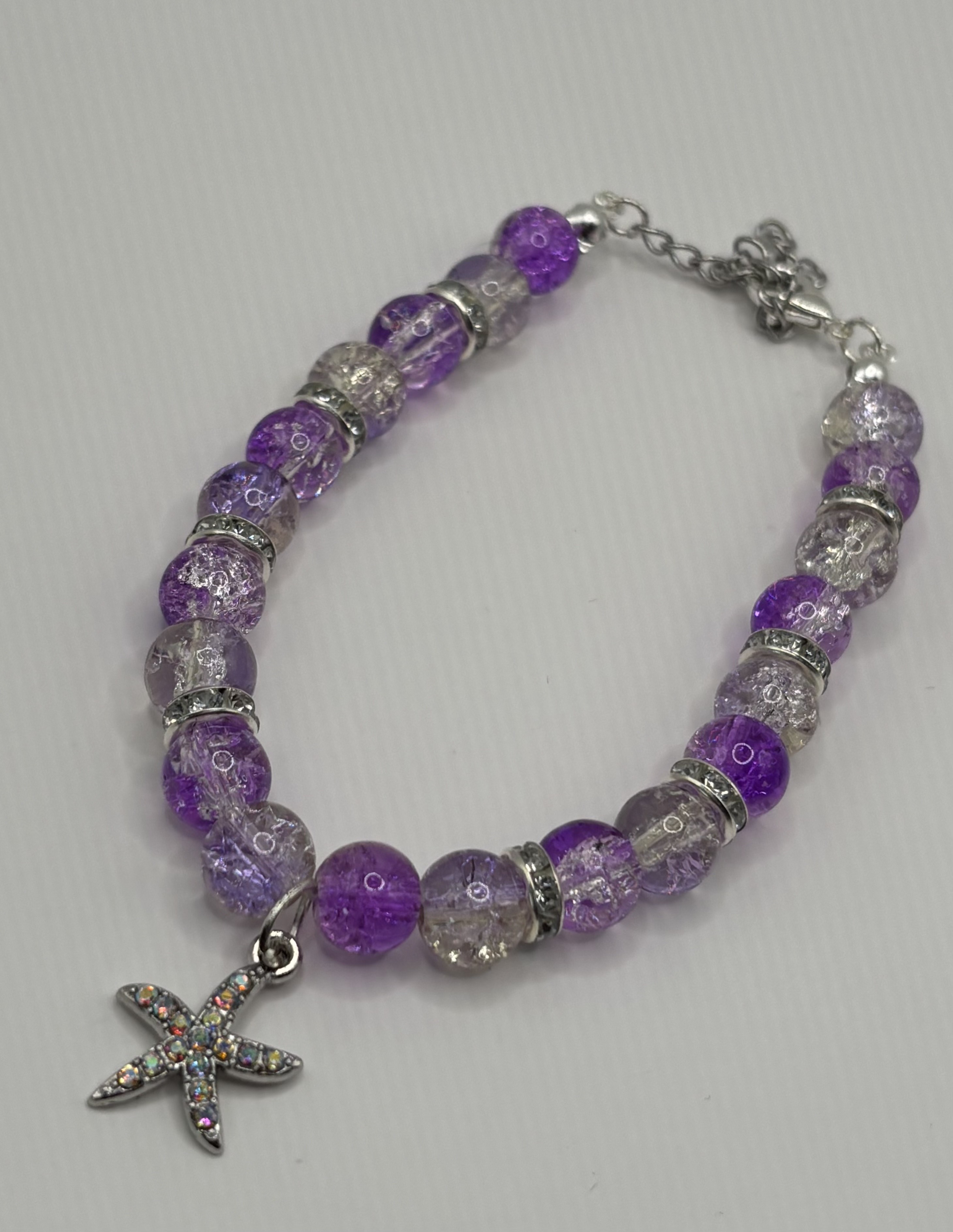 Glass Bead Purple Starfish Bracelet