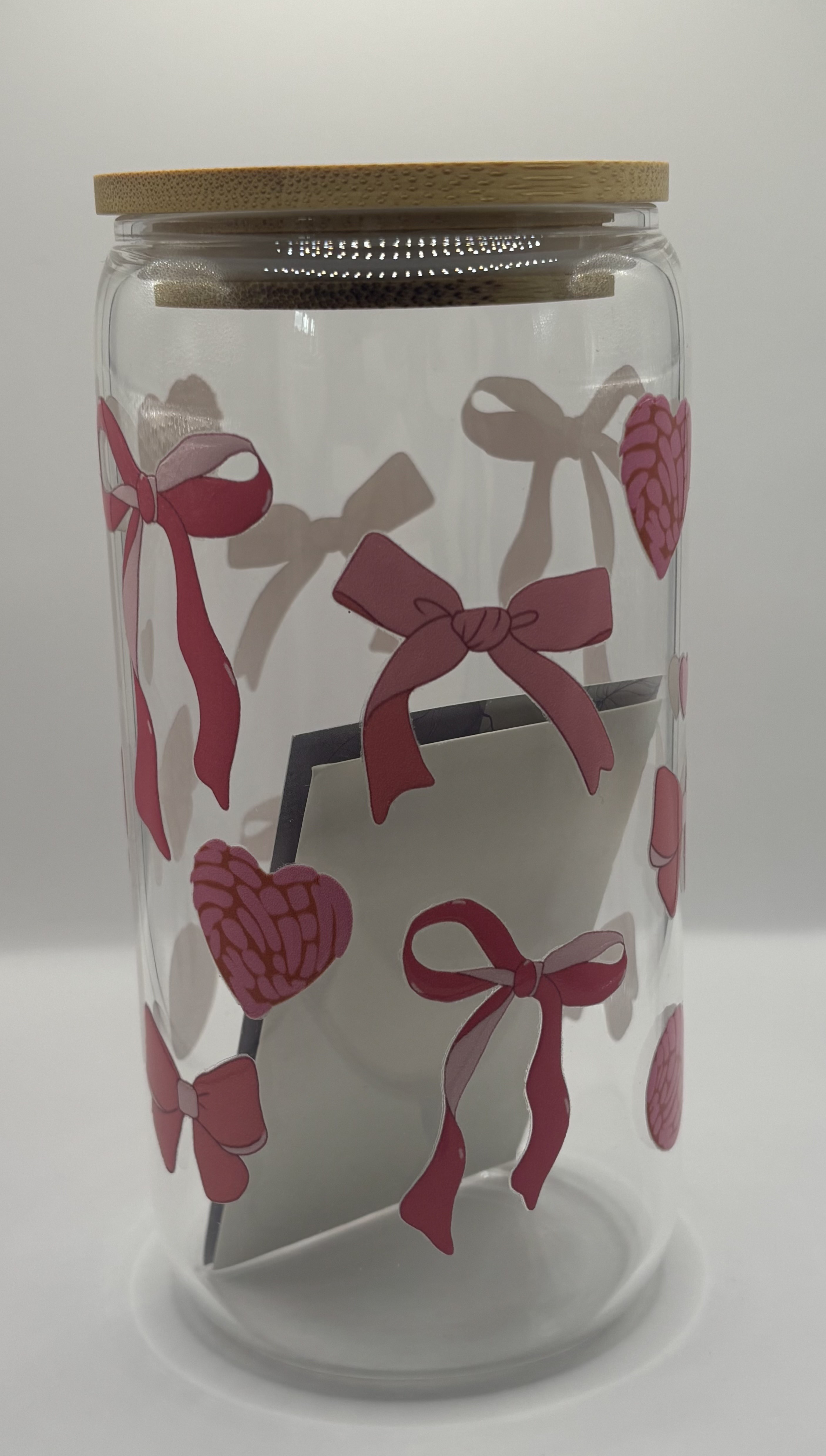 Bow & Heart Glass Cup 16oz
