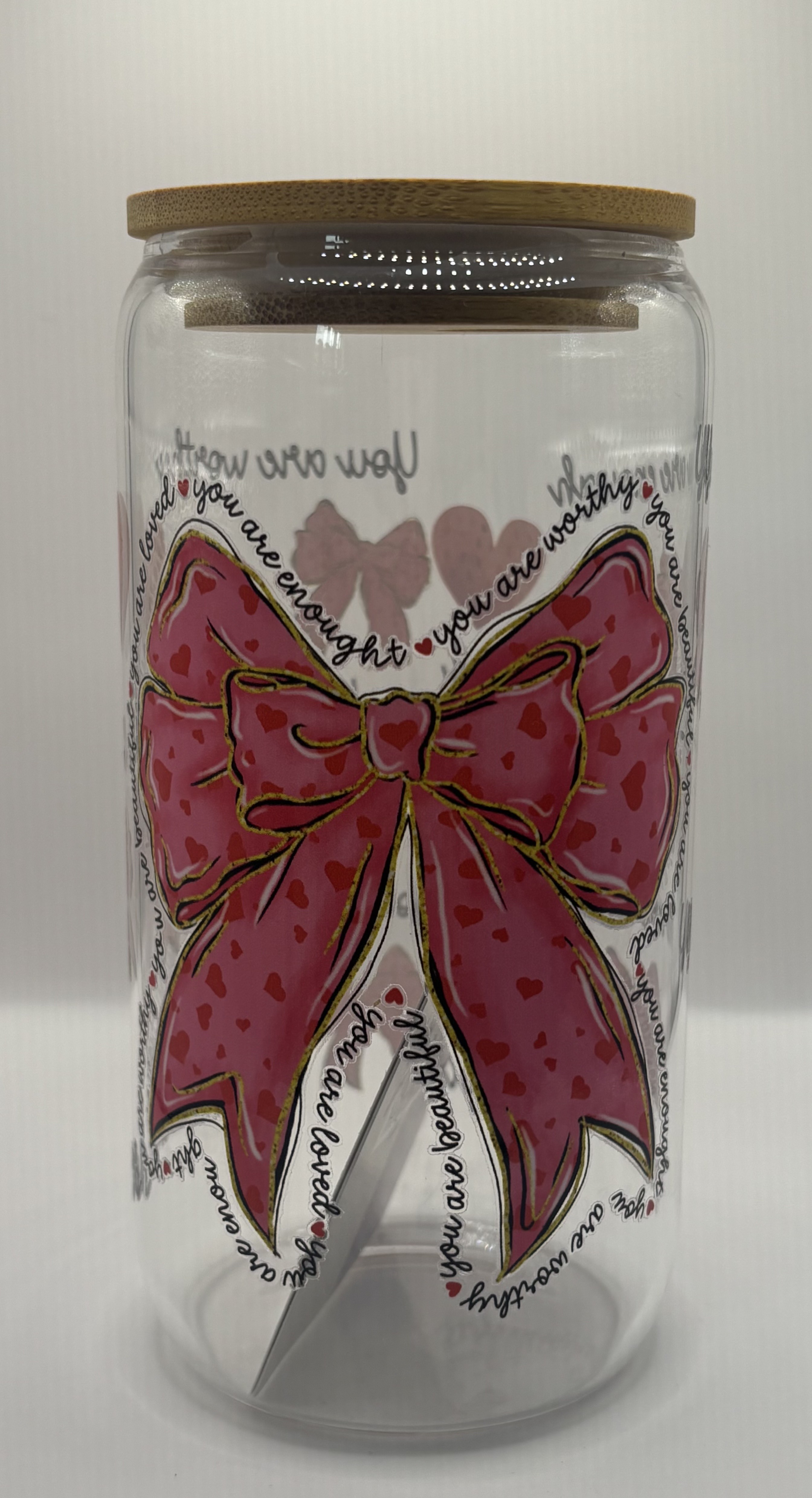 Pink Motivational Glass Cup 16oz