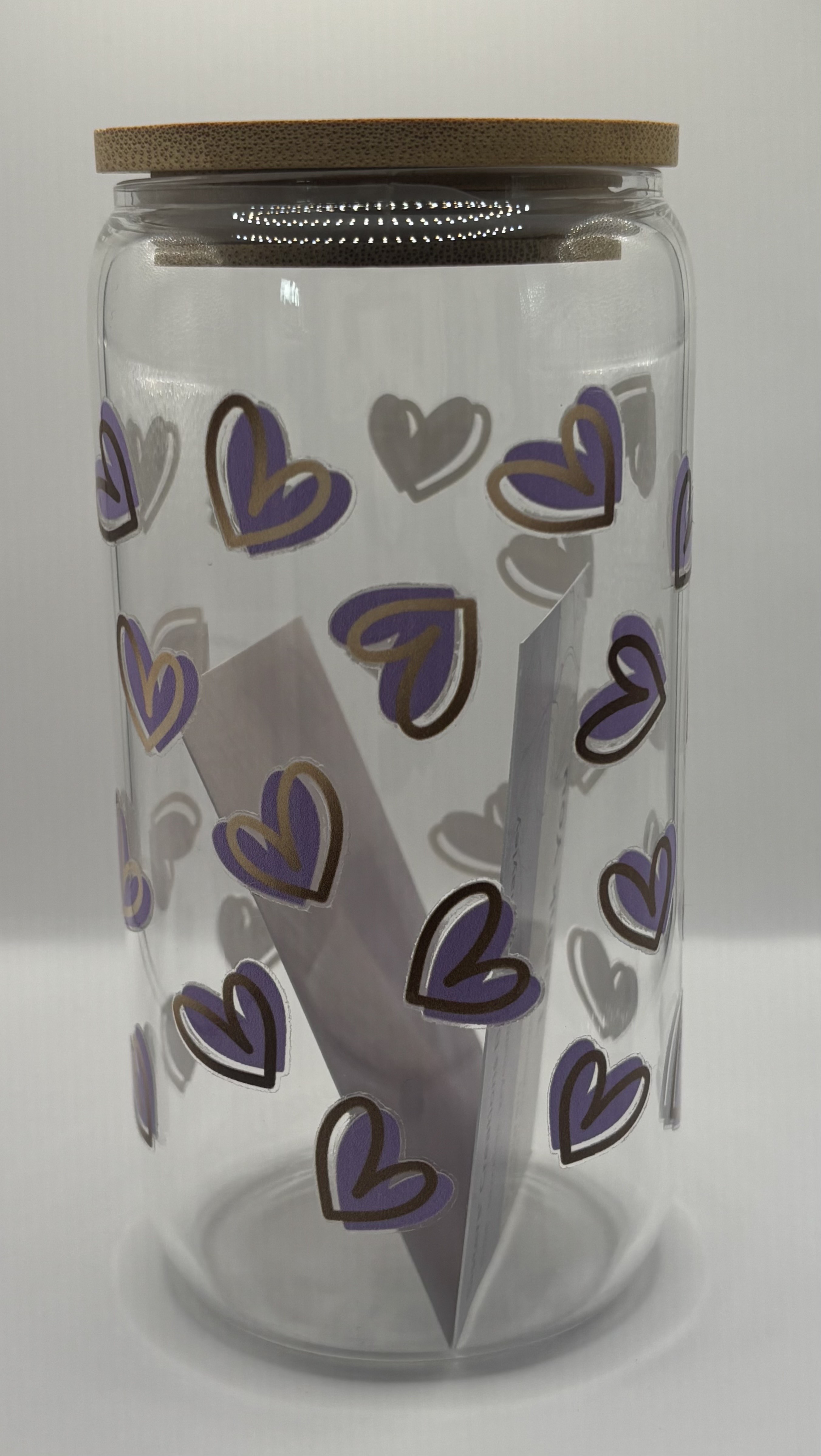 Purple Hearts Glass Cup 16oz