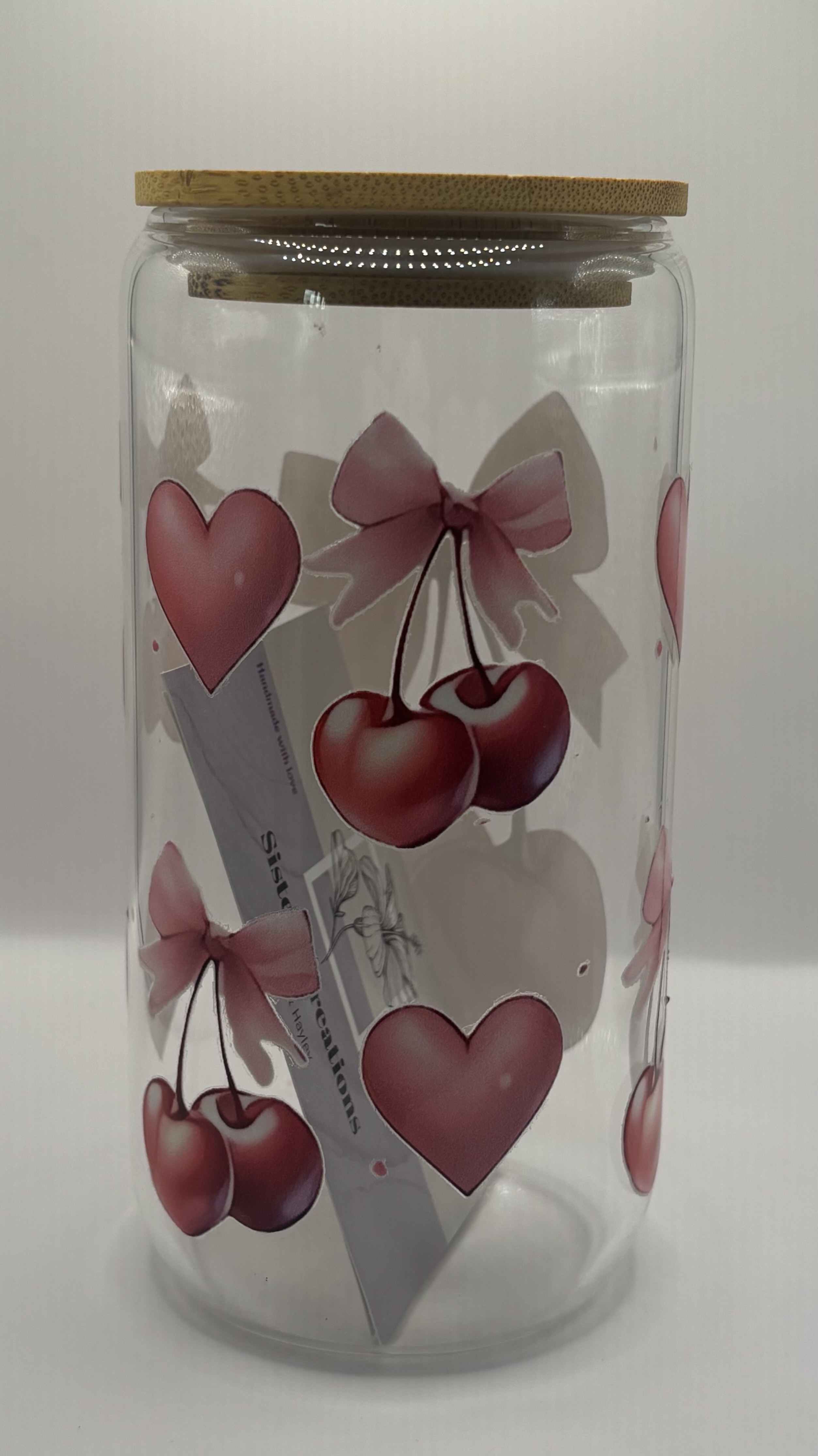 Cherry Bow Glass Cup 16oz