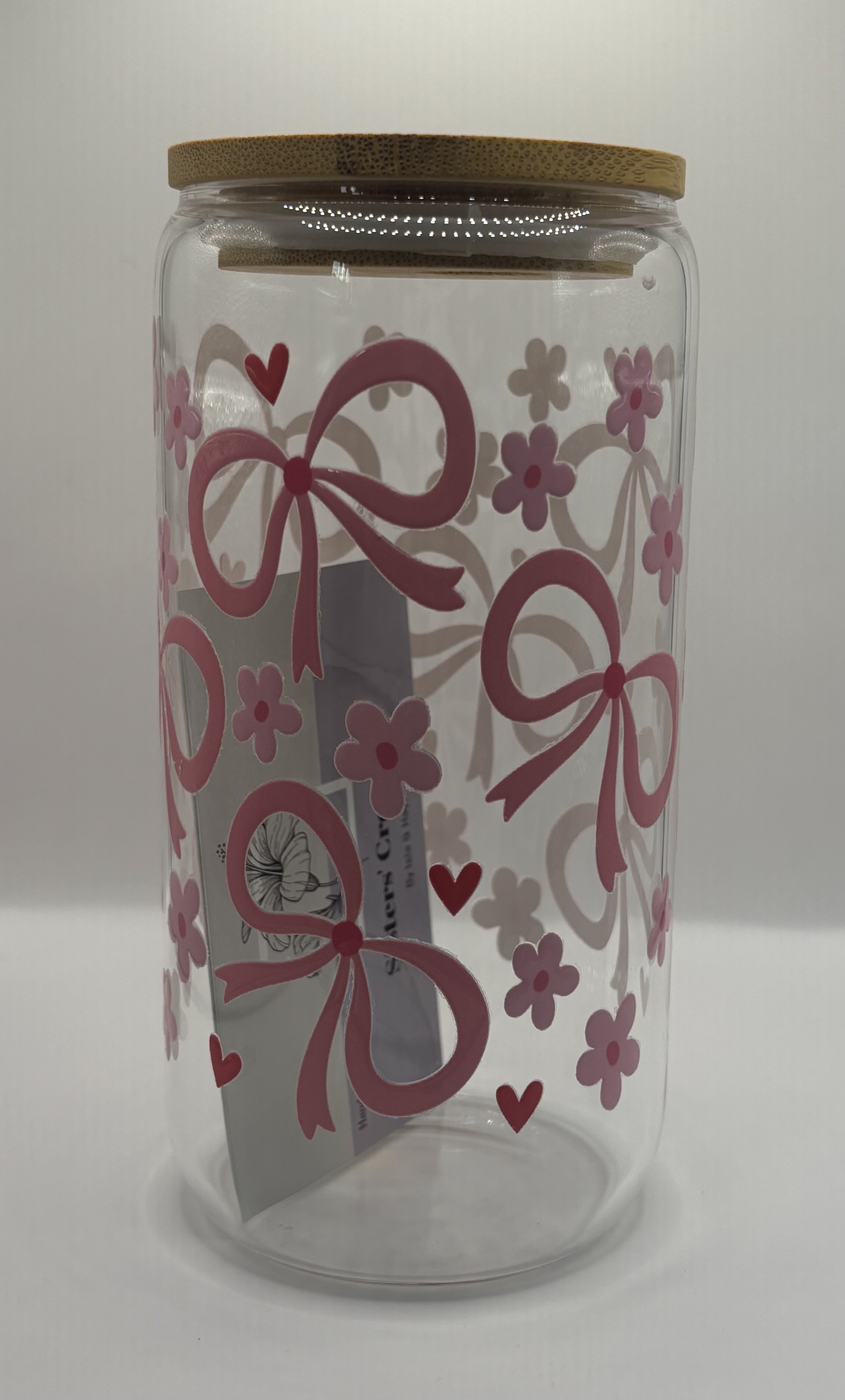 Bow & Flower Glass Cup 16oz