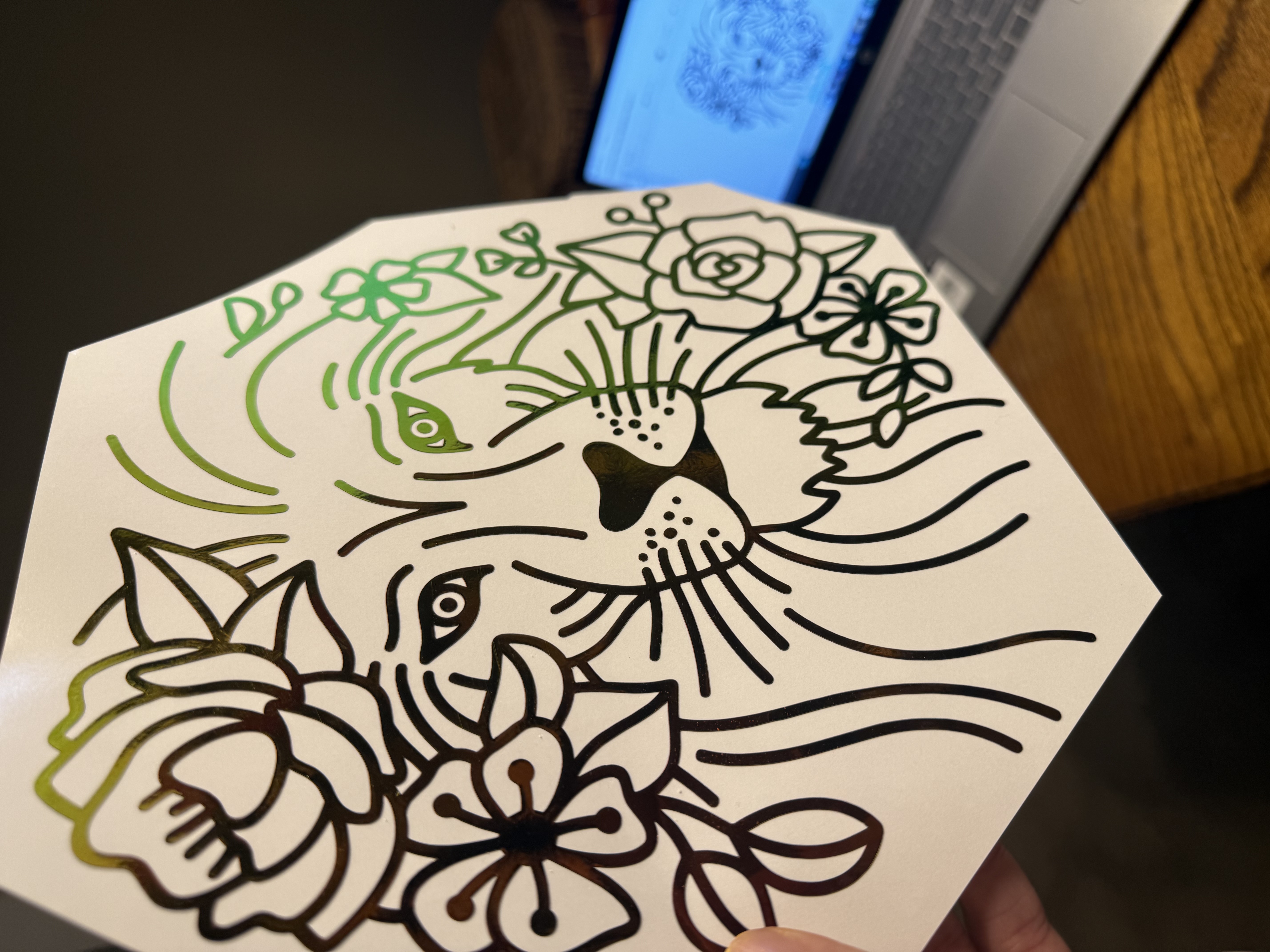 Floral Lion Rear Window Decal