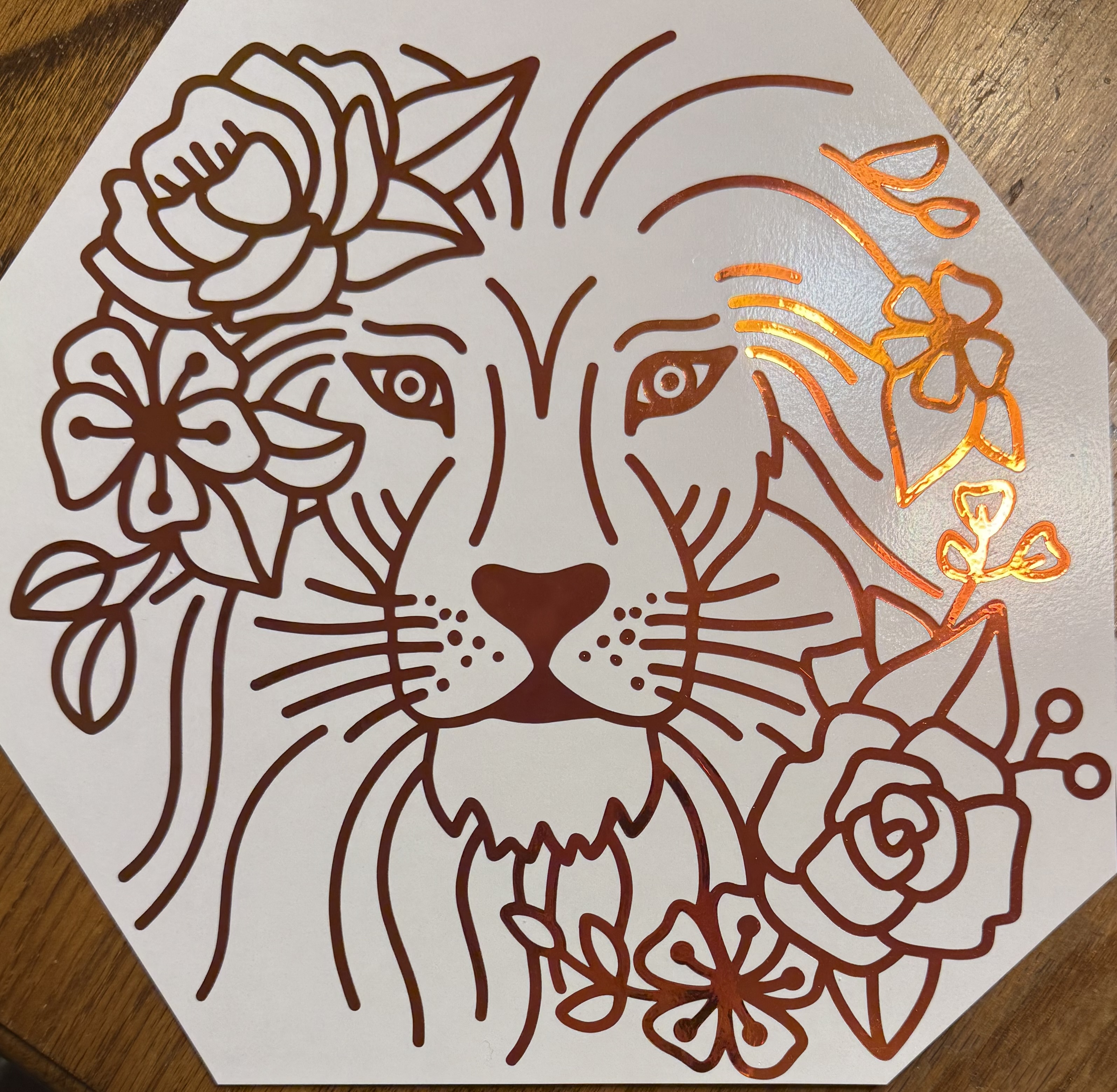 Floral Lion Rear Window Decal