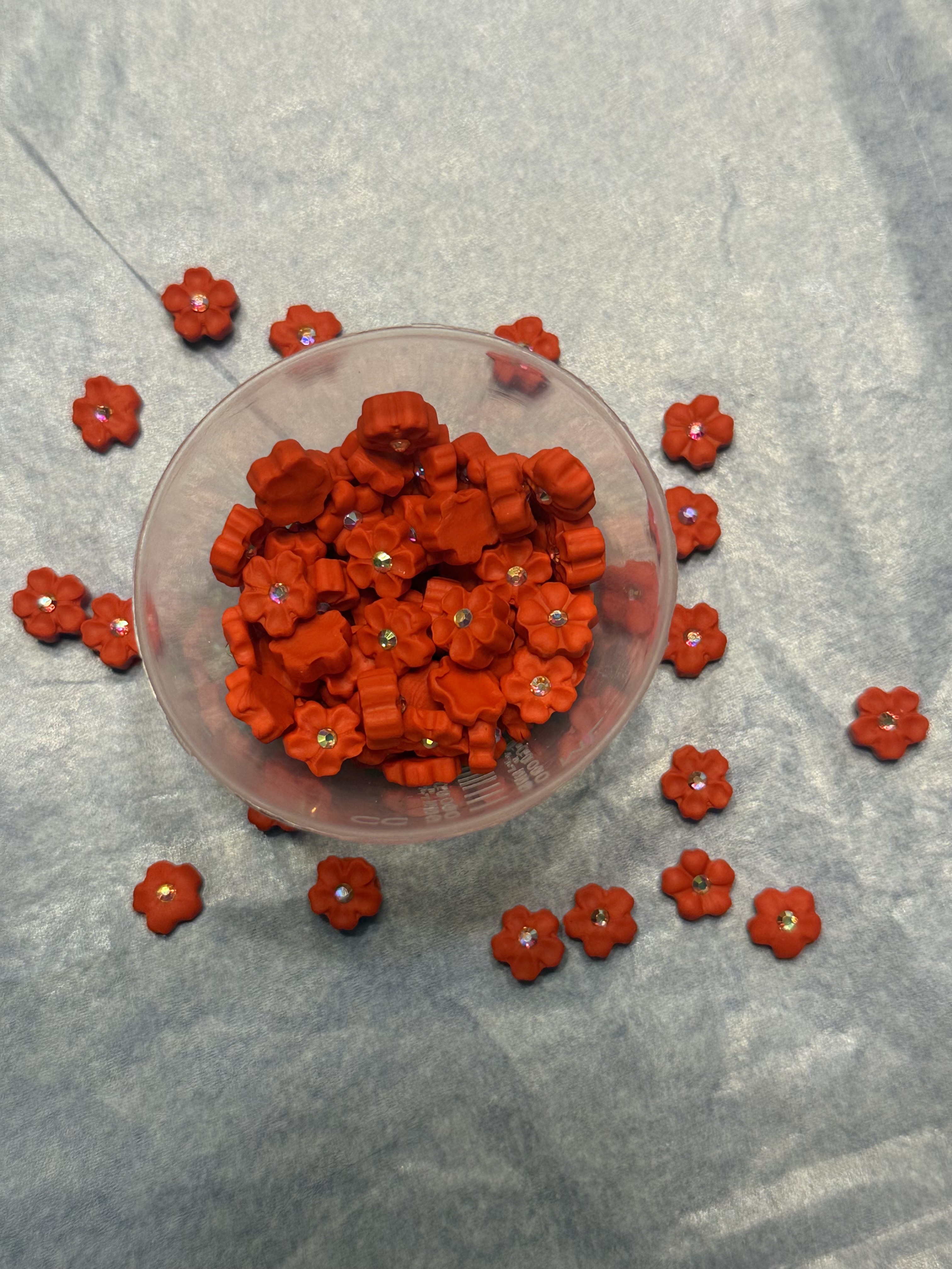 Red clay Flowers with stud