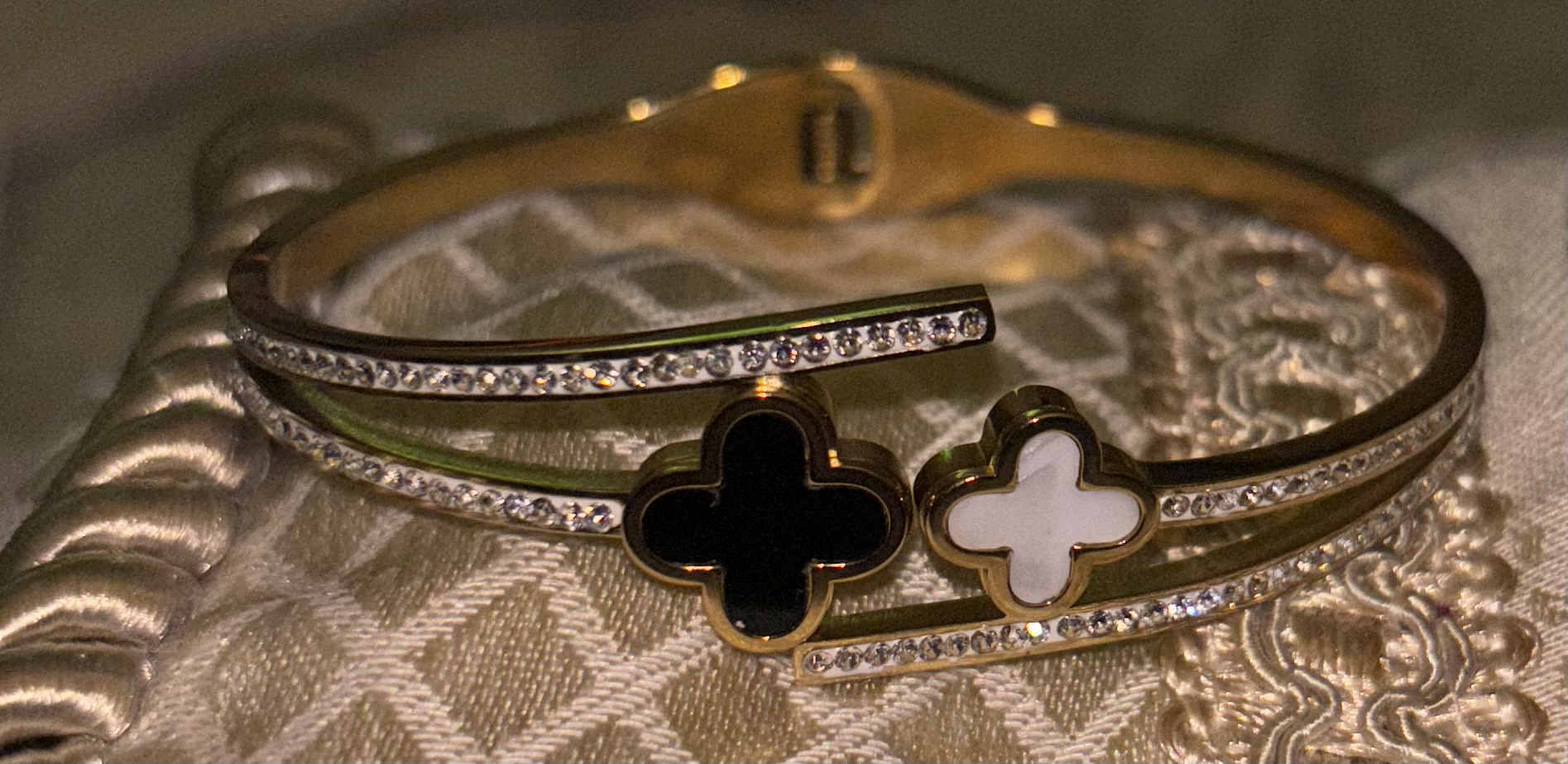 Black & White Double Crystal Bangle