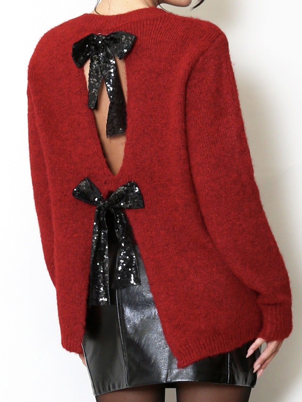 Burgundy Sequin Bow Back Jumper 8-12