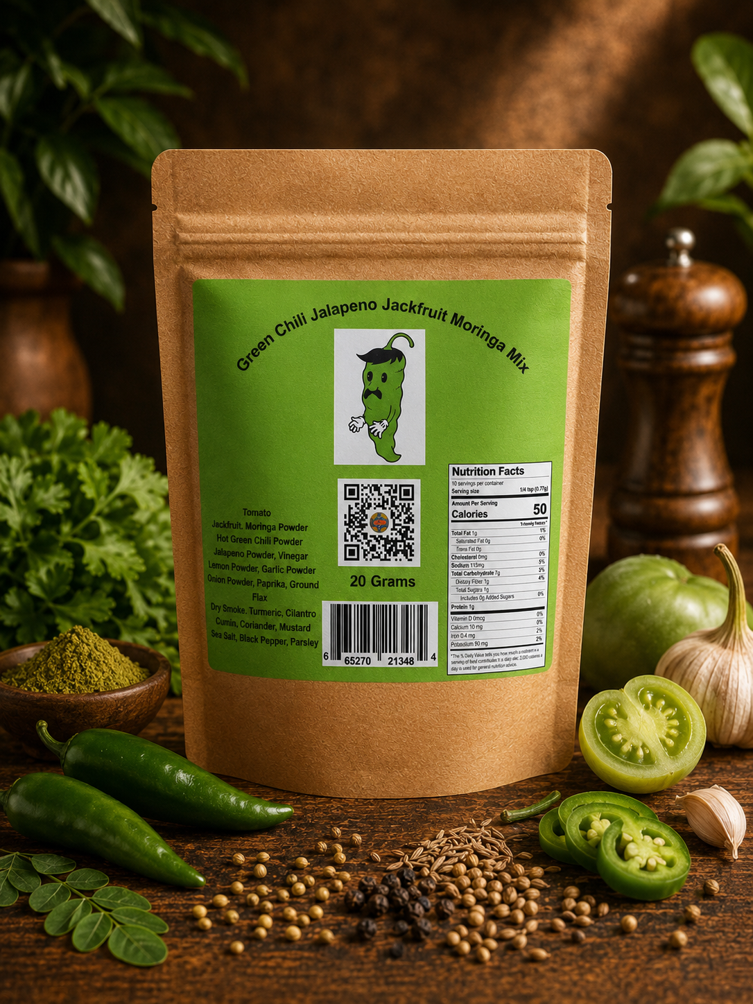 Green Chili Jalapeno Jack-fruit Moringa Mix