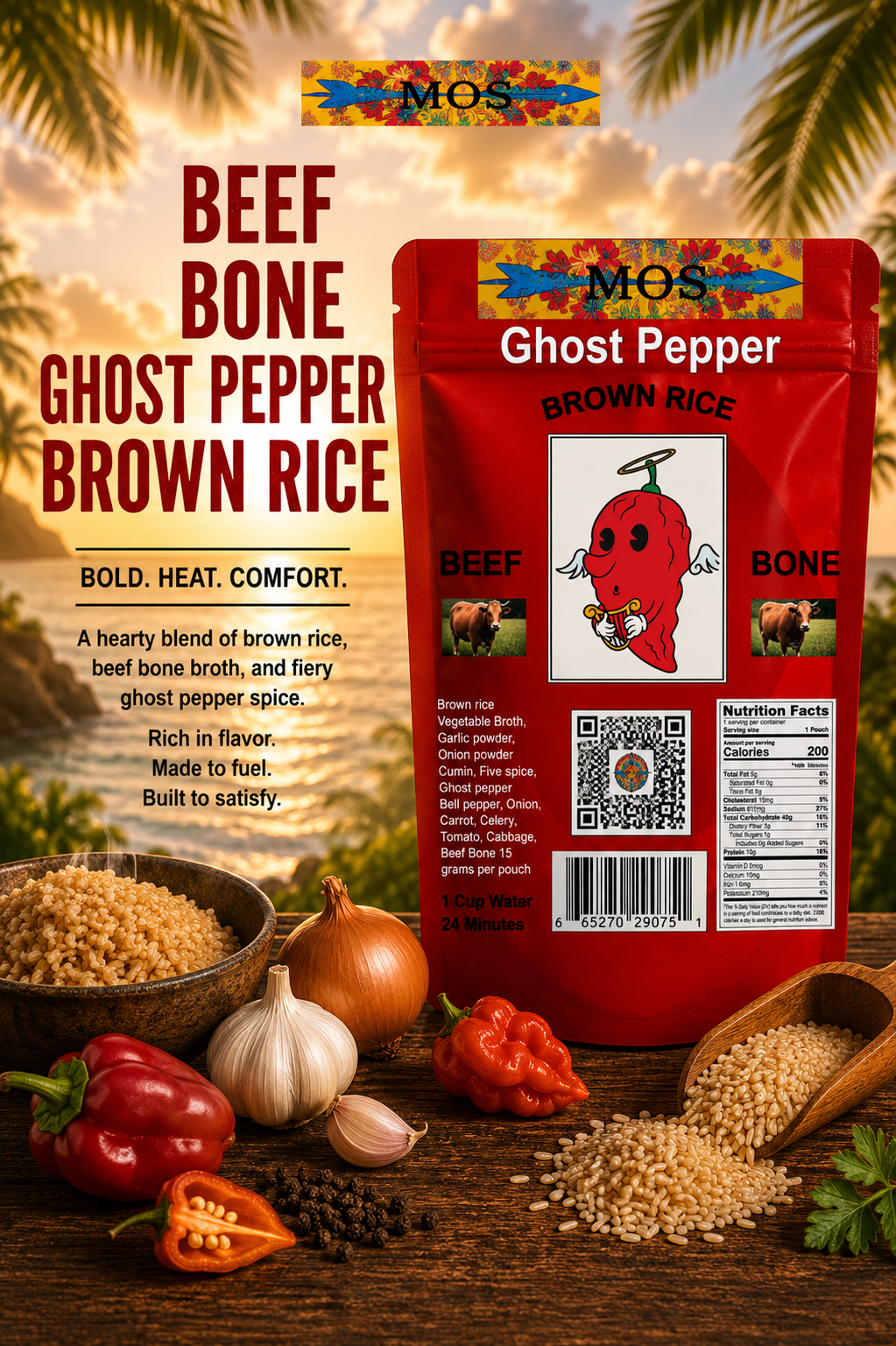 Ghost Pepper Spiced Beef Bone Brown  Rice