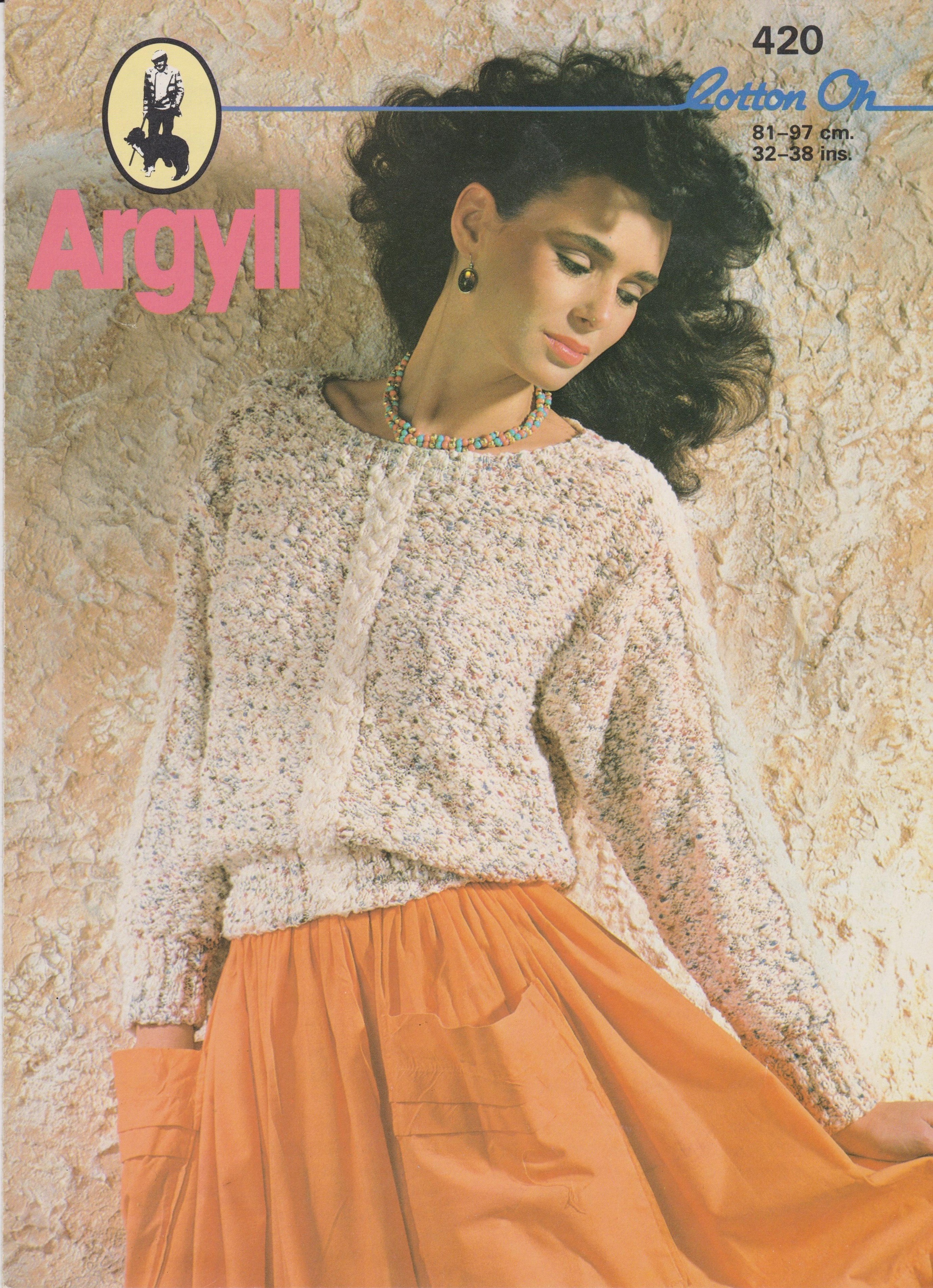 ARGYLL420 - WOMAN'S SWEATER WITH CABLE PATTERN IN DK - PDF KNITTING PATTERN