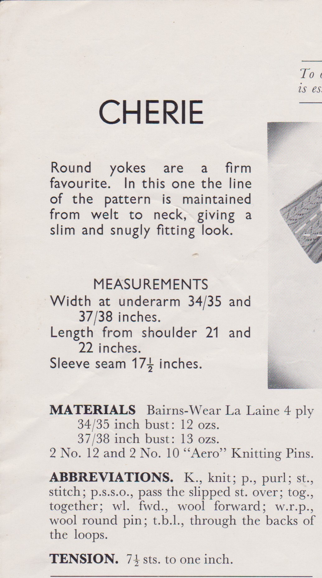 BAIRNS813 - LADY'S JUMPER IN 4 PLY - PDF KNITTING PATTERN