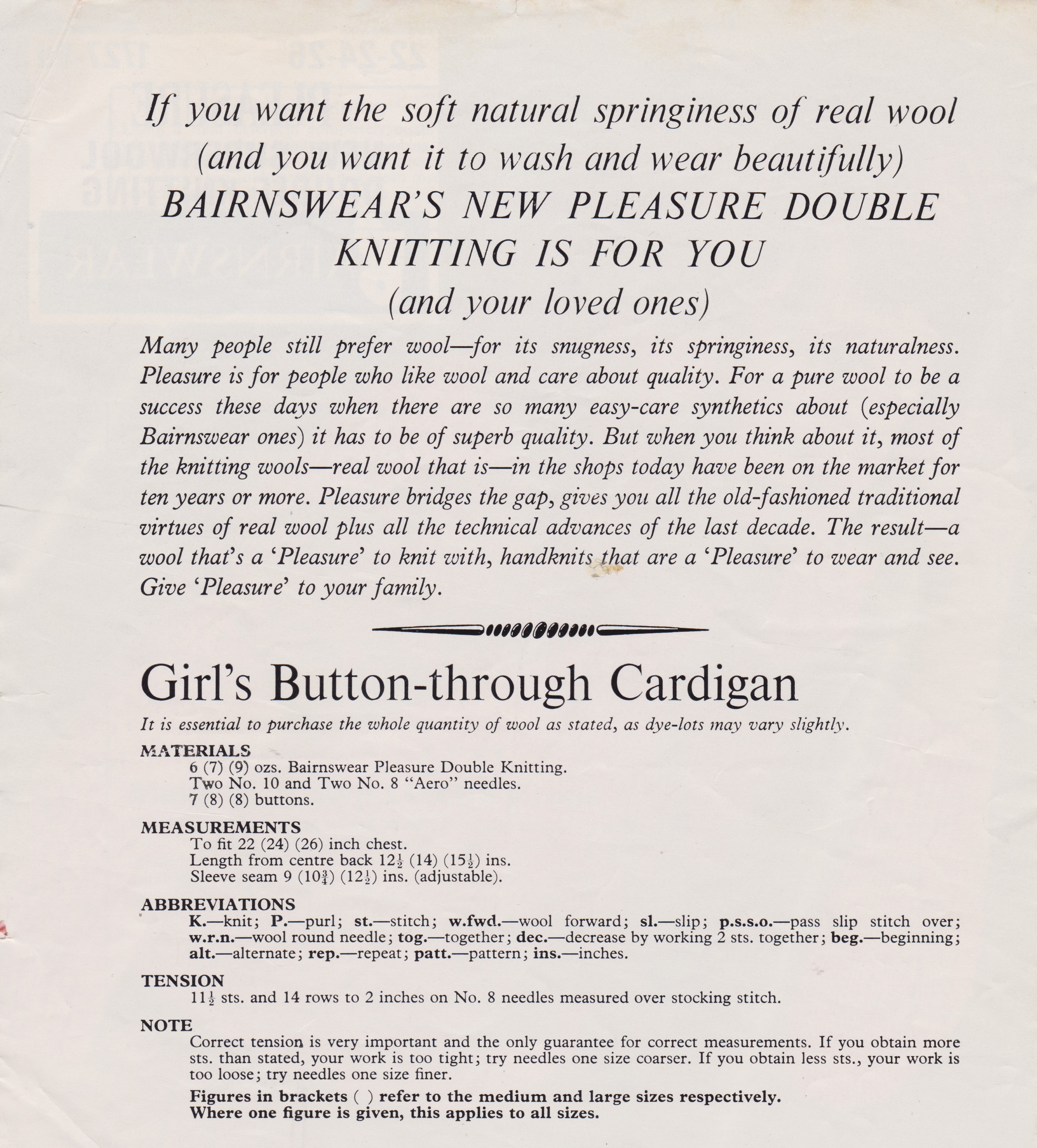 BAIRNSWEAR1727 - GIRL'S LACY CARDIGAN IN DK - PDF KNITTING PATTERN