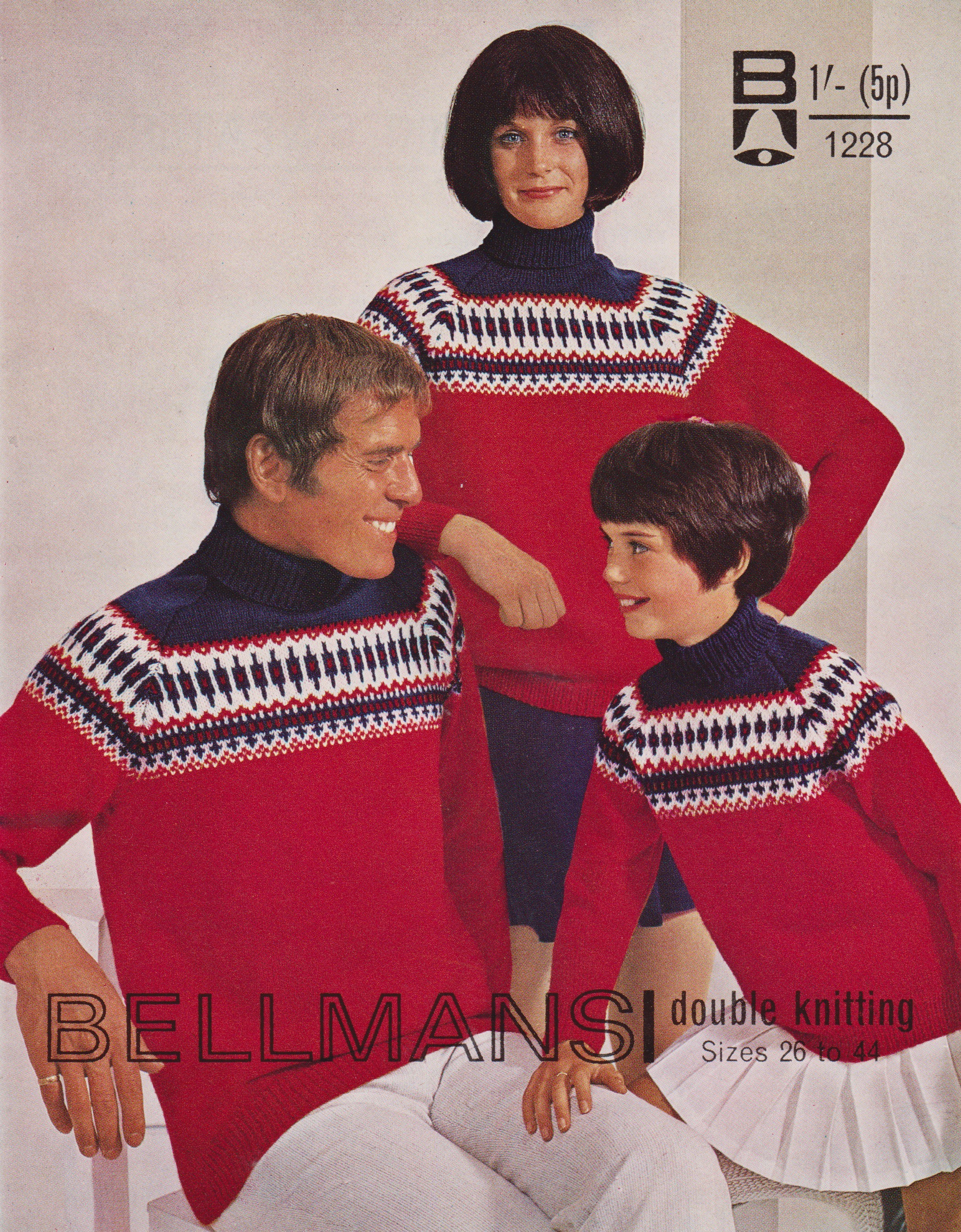 BELLMANS1228 - FAMILY SWEATERS WITH PATTERNED DESIGN IN DK - PDF KNITTING PATTERN