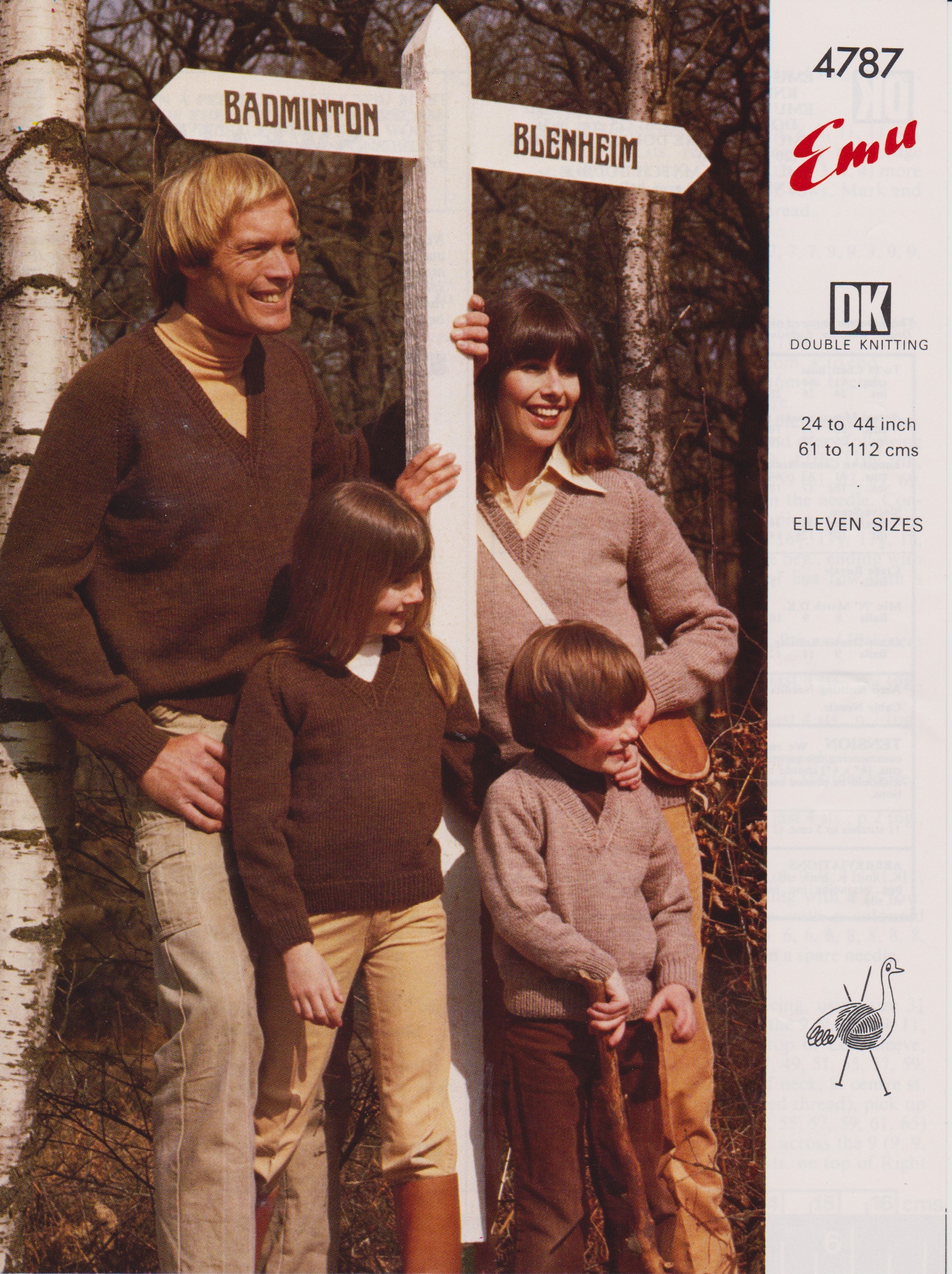 EMU4787 - ADULT AND CHILD PLAIN V NECK SWEATER IN DK - PDF KNITTING PATTERN