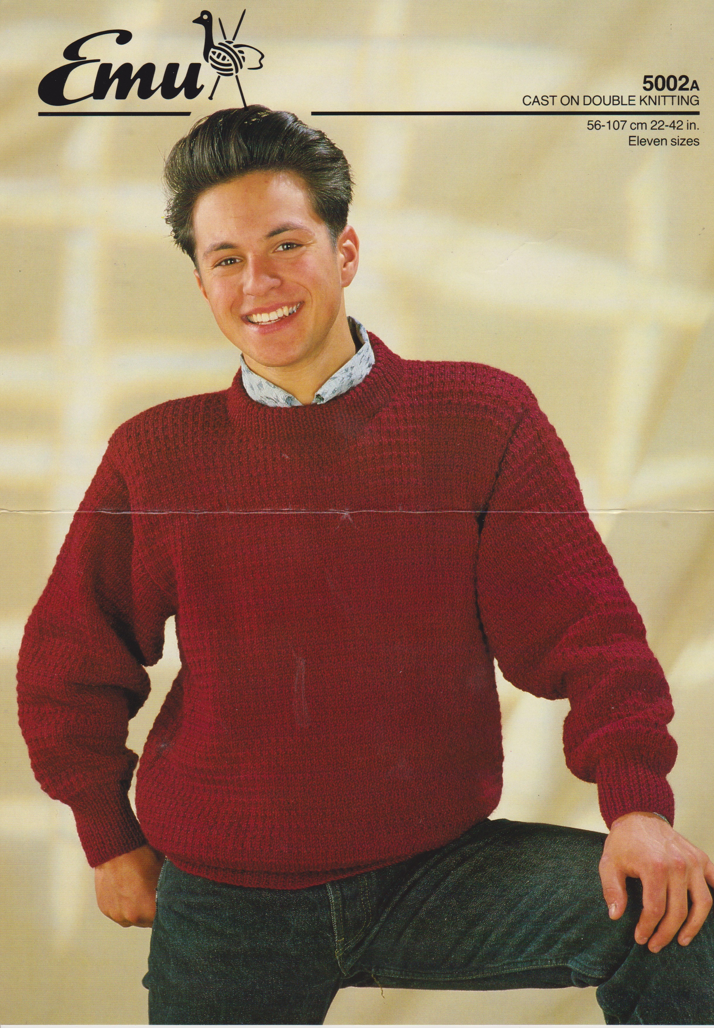 EMU5002A - MAN AND BOY'S ROUND NECK SWEATER IN DK - PDF KNITTING PATTERN