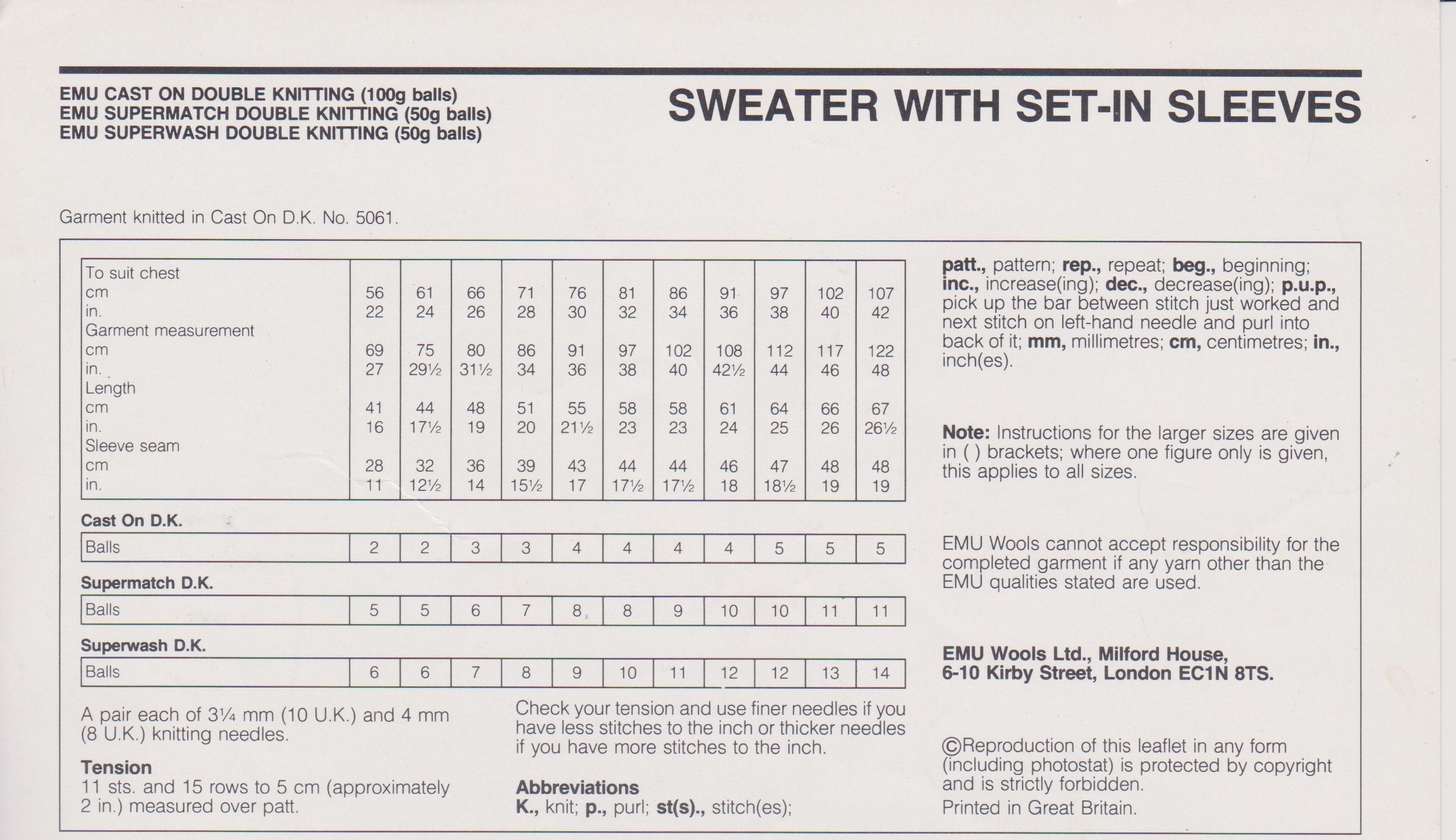 EMU5002A - MAN AND BOY'S ROUND NECK SWEATER IN DK - PDF KNITTING PATTERN