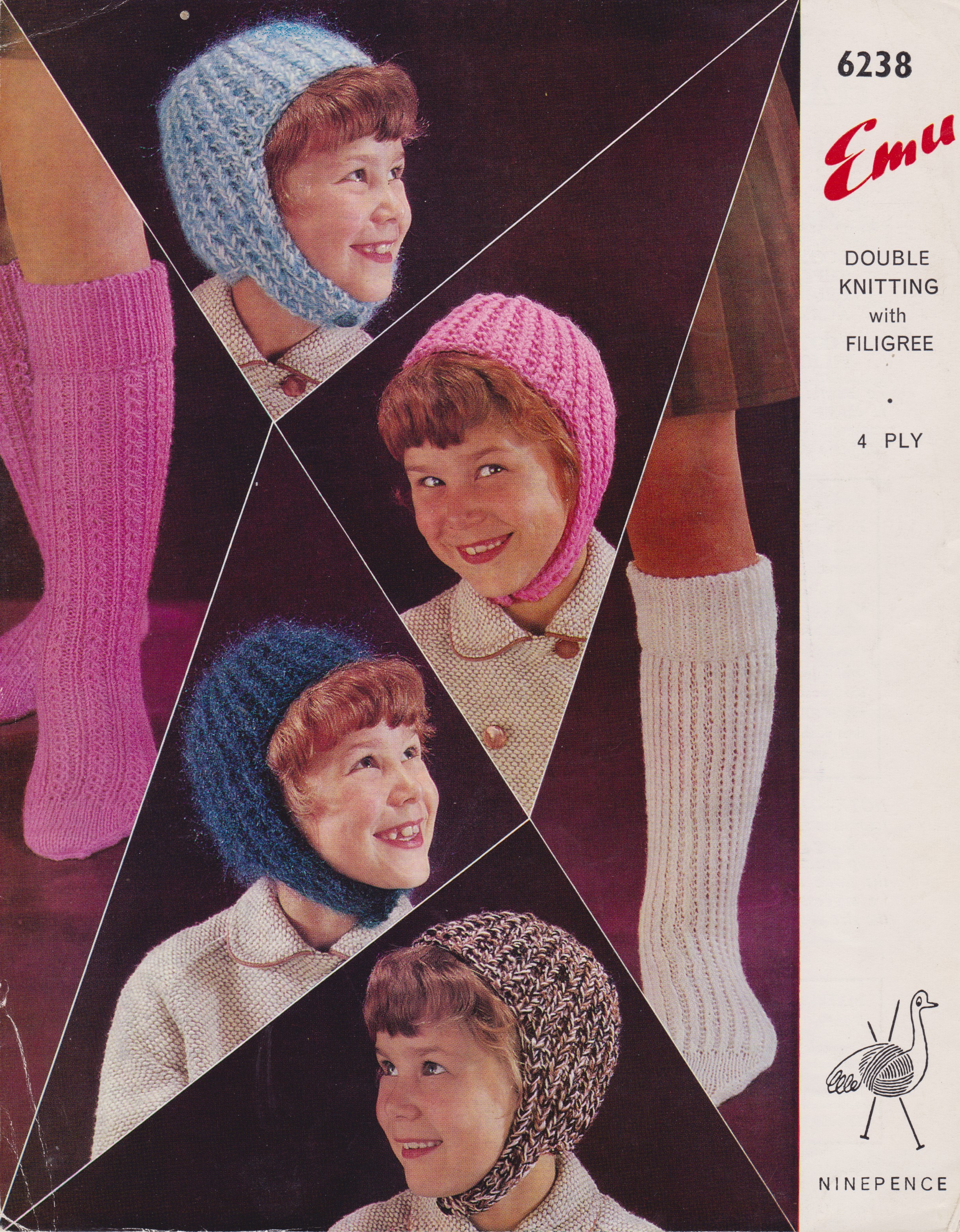 Emu6238 - GIRL'S HAT AND SOCK KNITTING PATTERN PDF