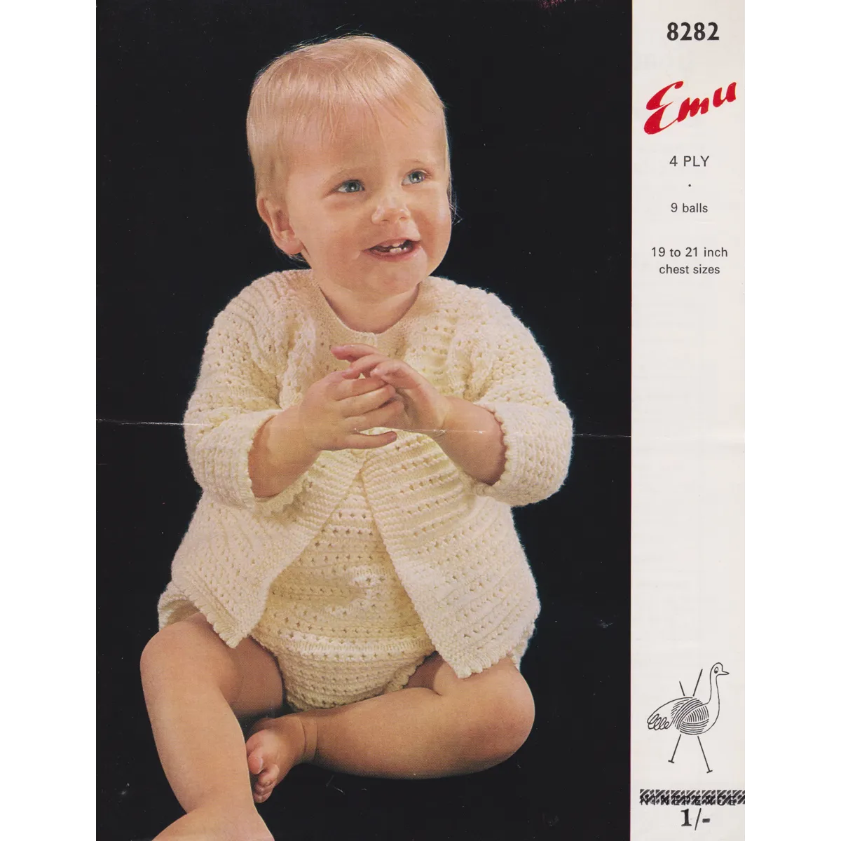 EMU8282 - Baby Coat and Romper Set Knitting Pattern PDF